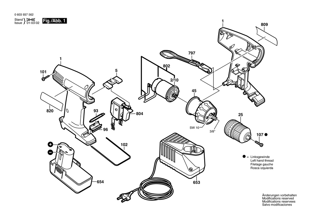 Bosch PSR 120 / 0603937562 / GB 12 Volt Spare Parts