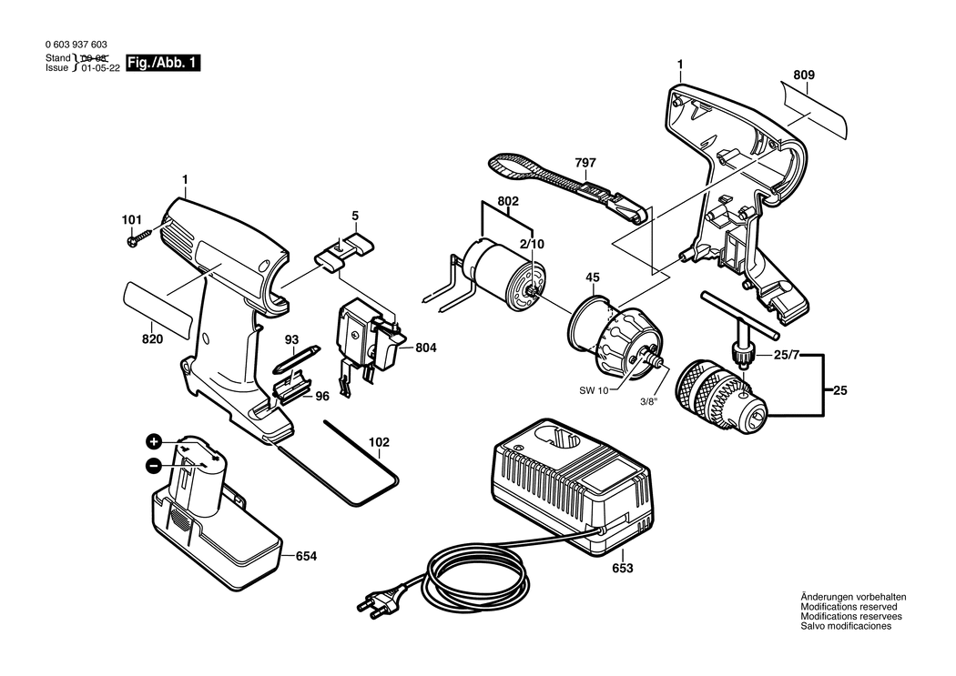 Bosch PSR 9.6 VE / 0603937667 / EU 9.6 Volt Spare Parts