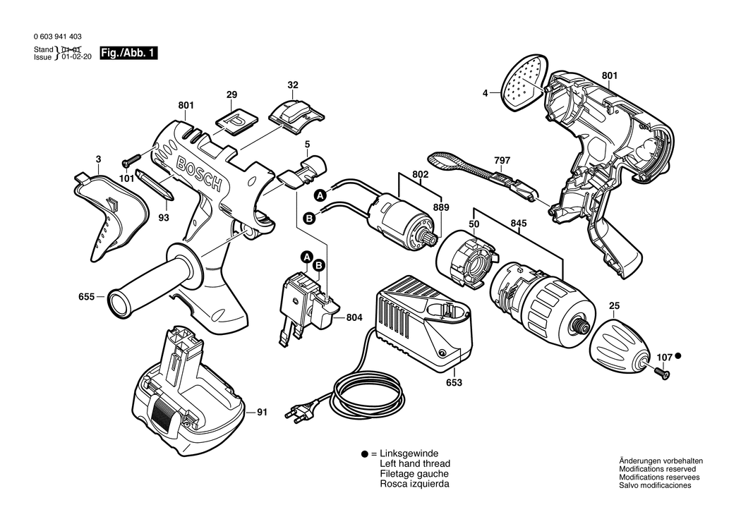 Bosch PSB 14.4 VE-2 / 0603941430 / EU 14.4 Volt Spare Parts