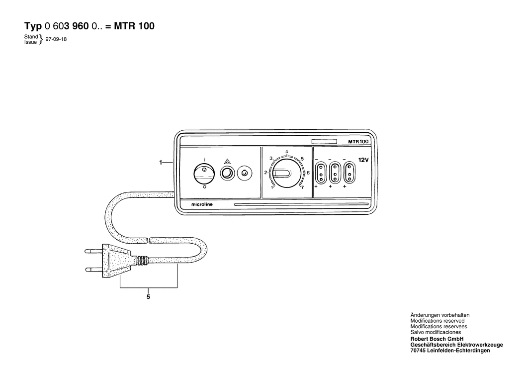 Bosch MTR 100 / 0603960003 / EU 230 Volt Spare Parts