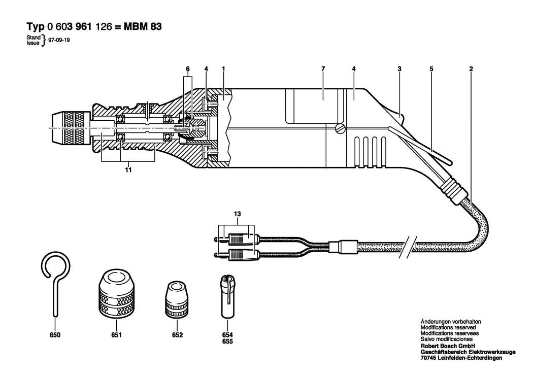 Bosch MBM 42 / 0603961042 / GB 240 Volt Spare Parts
