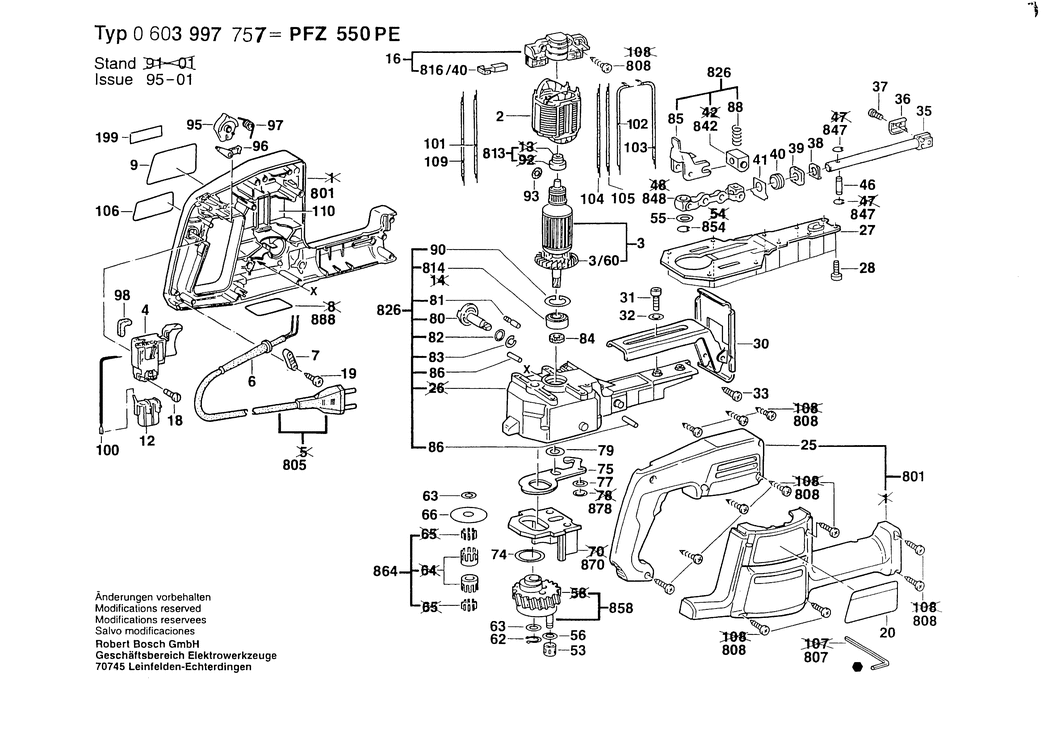 Bosch PFZ 550 PE / 0603997757 / EU 230 Volt Spare Parts