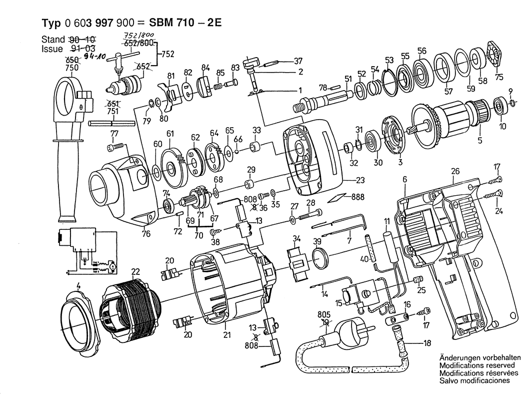 Bosch SBM 710-2E / 0603997900 / EU 220 Volt Spare Parts