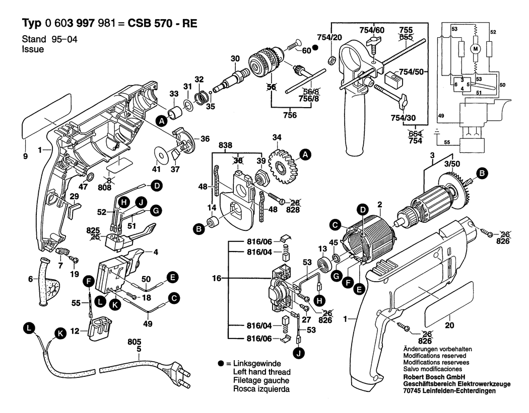 Bosch CSB 570 RE / 0603997981 / EU 230 Volt Spare Parts