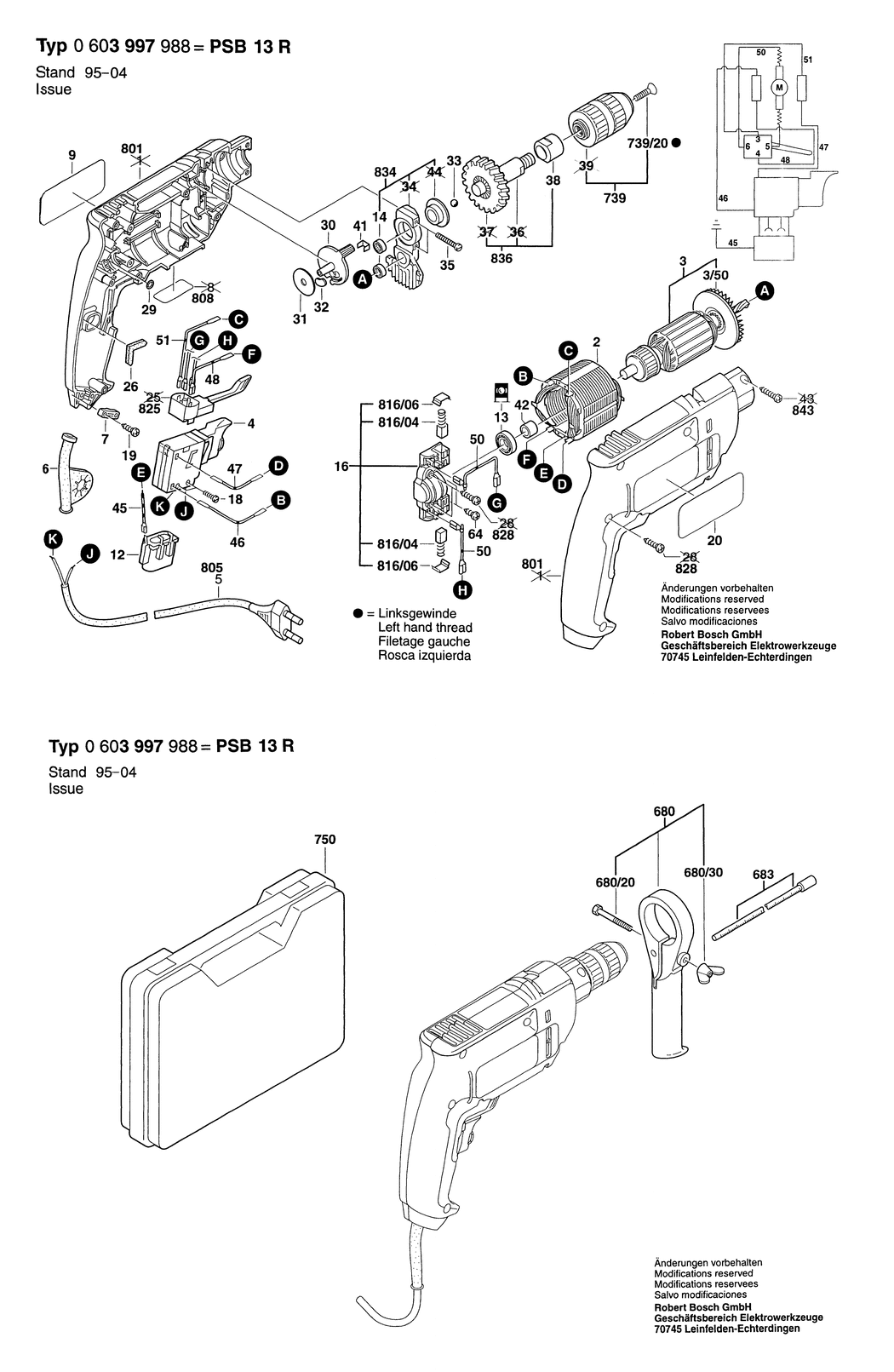 Bosch PSB 13 R / 0603997988 / EU 230 Volt Spare Parts