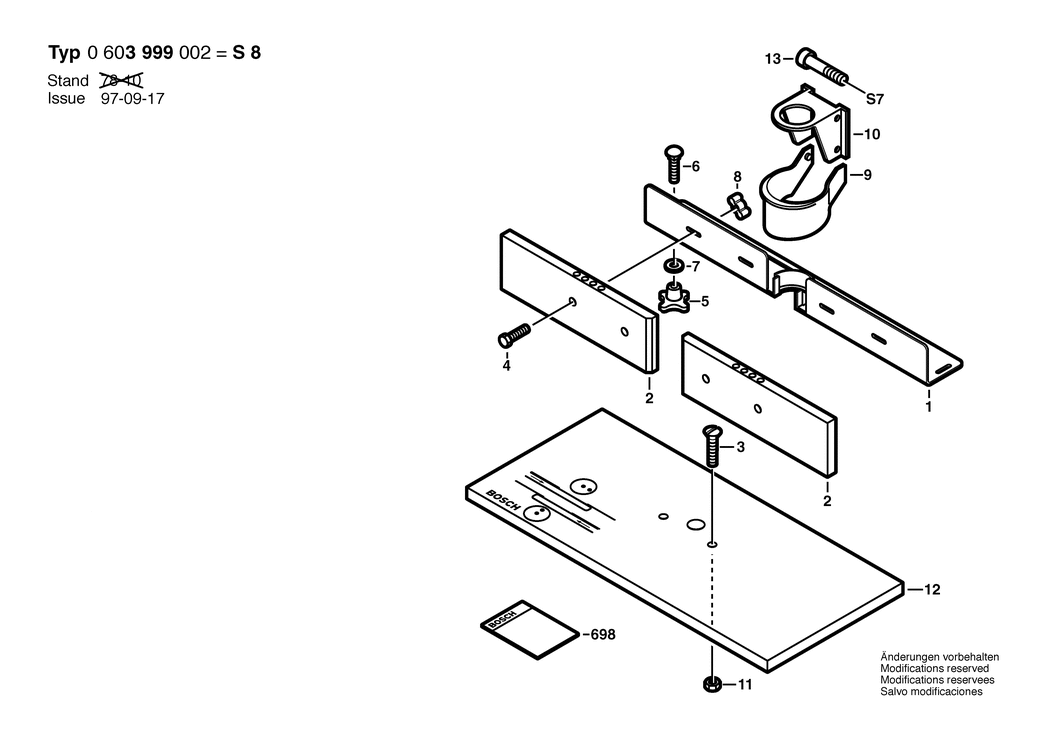 Bosch S 8 / 0603999002 / --- Spare Parts