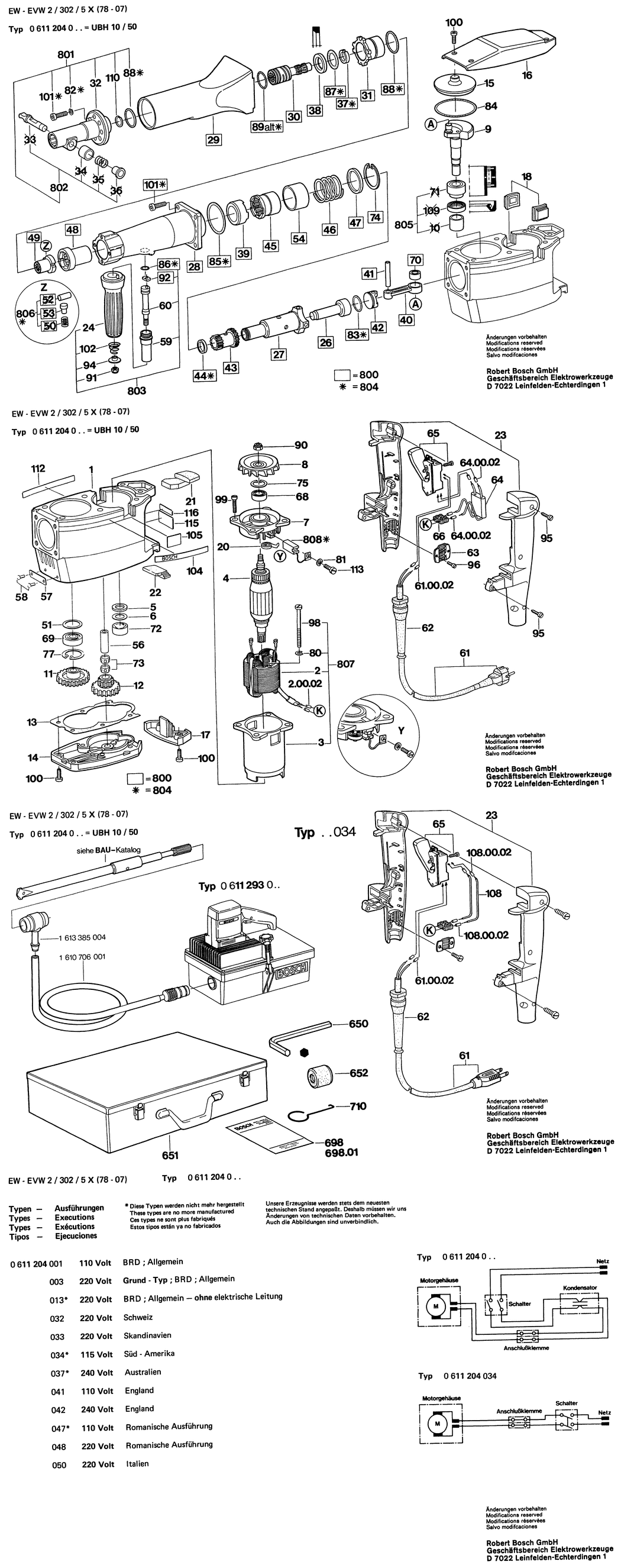 Bosch UBH 10/50 / 0611204032 / CH 220 Volt Spare Parts