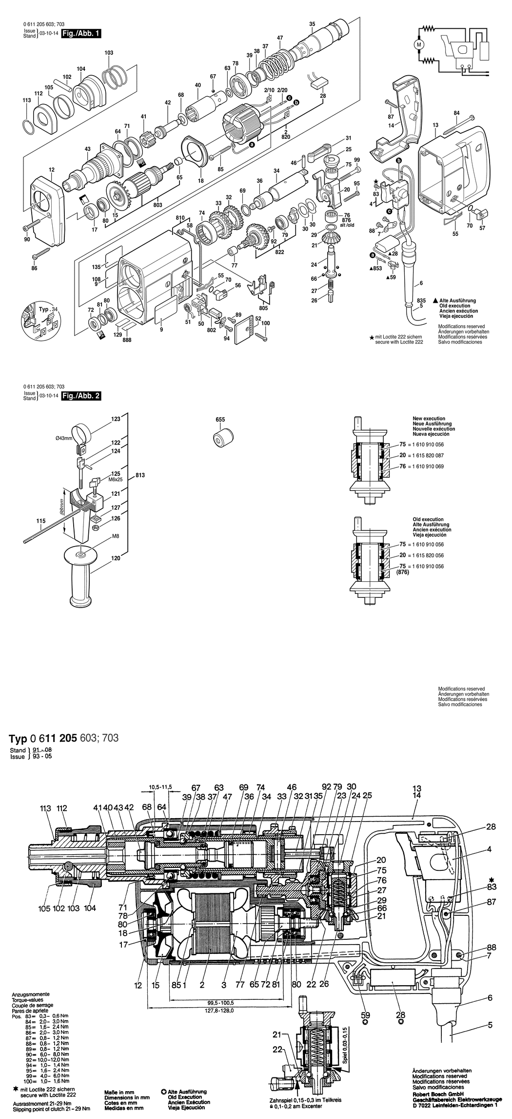 Bosch UBH 4/26 DSE / 0611205603 / EU 220 Volt Spare Parts