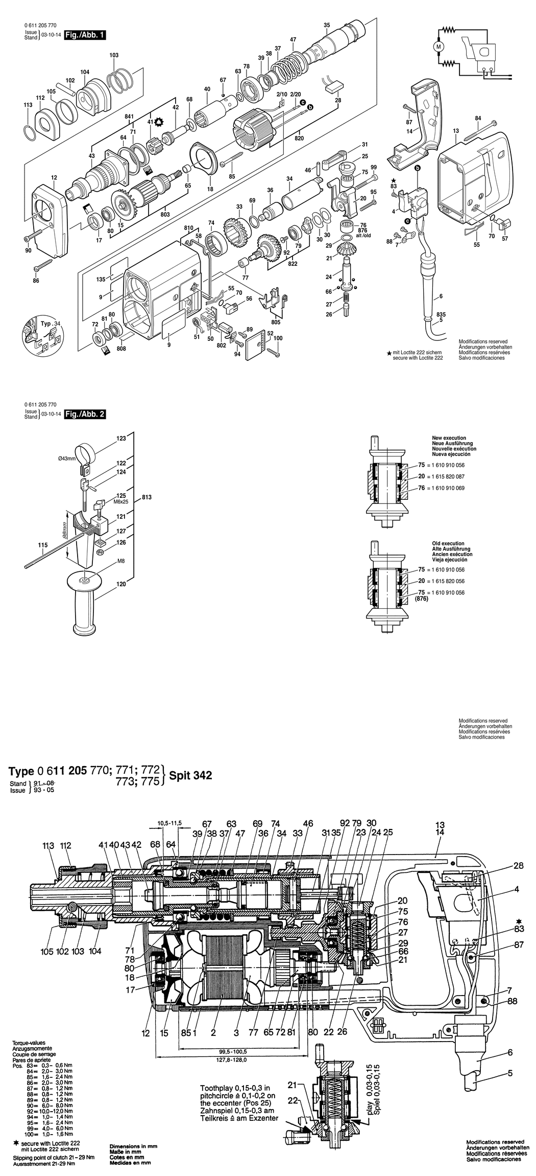 Bosch 342 / 0611205770 / EU 220 Volt Spare Parts