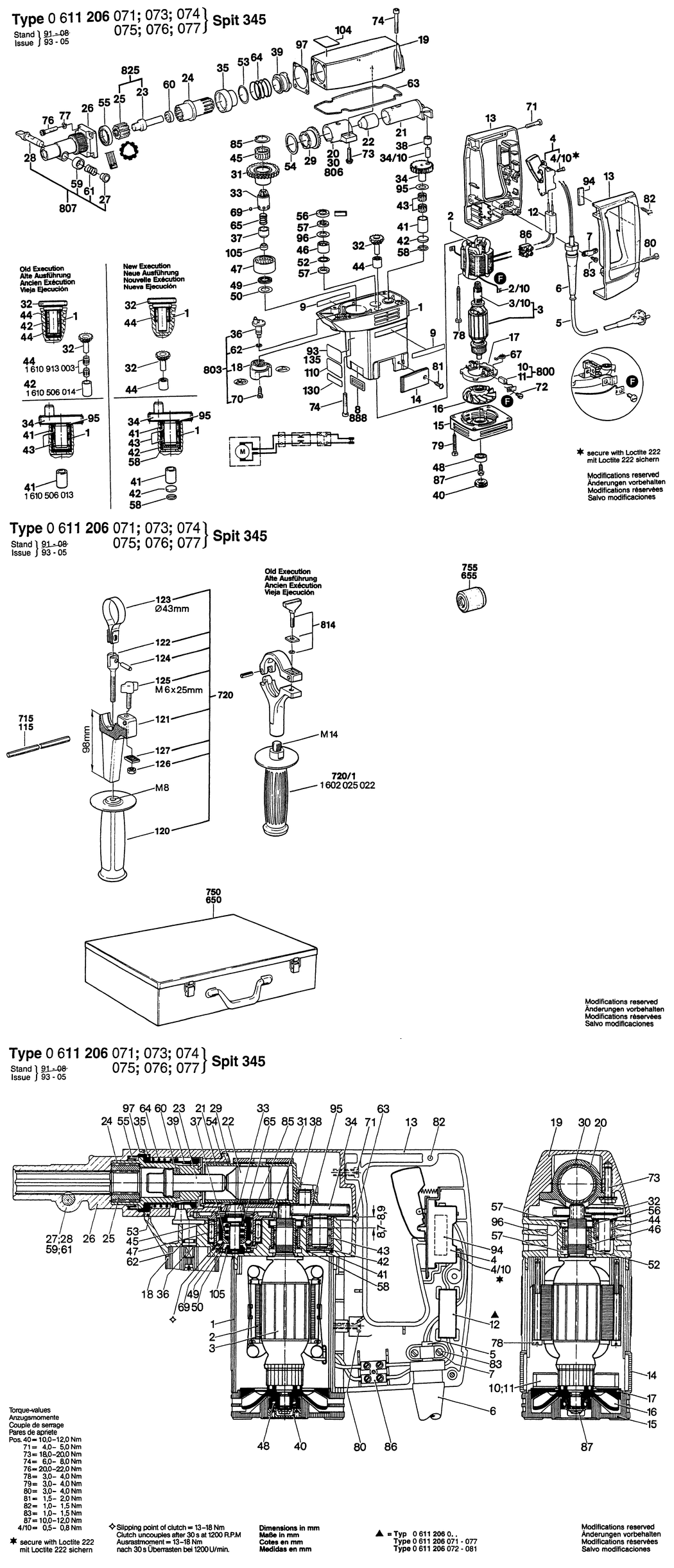 Bosch 345 / 0611206071 / I 220 Volt Spare Parts