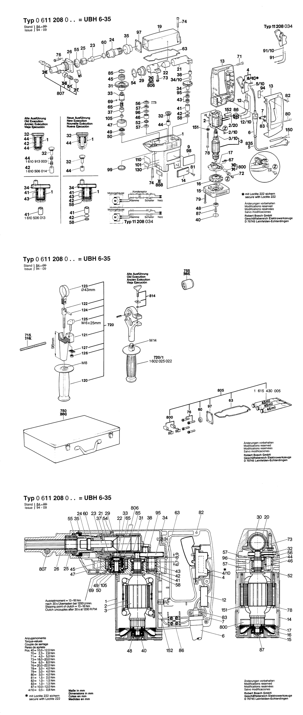 Bosch UBH 6/35 / 0611208003 / EU 220 Volt Spare Parts