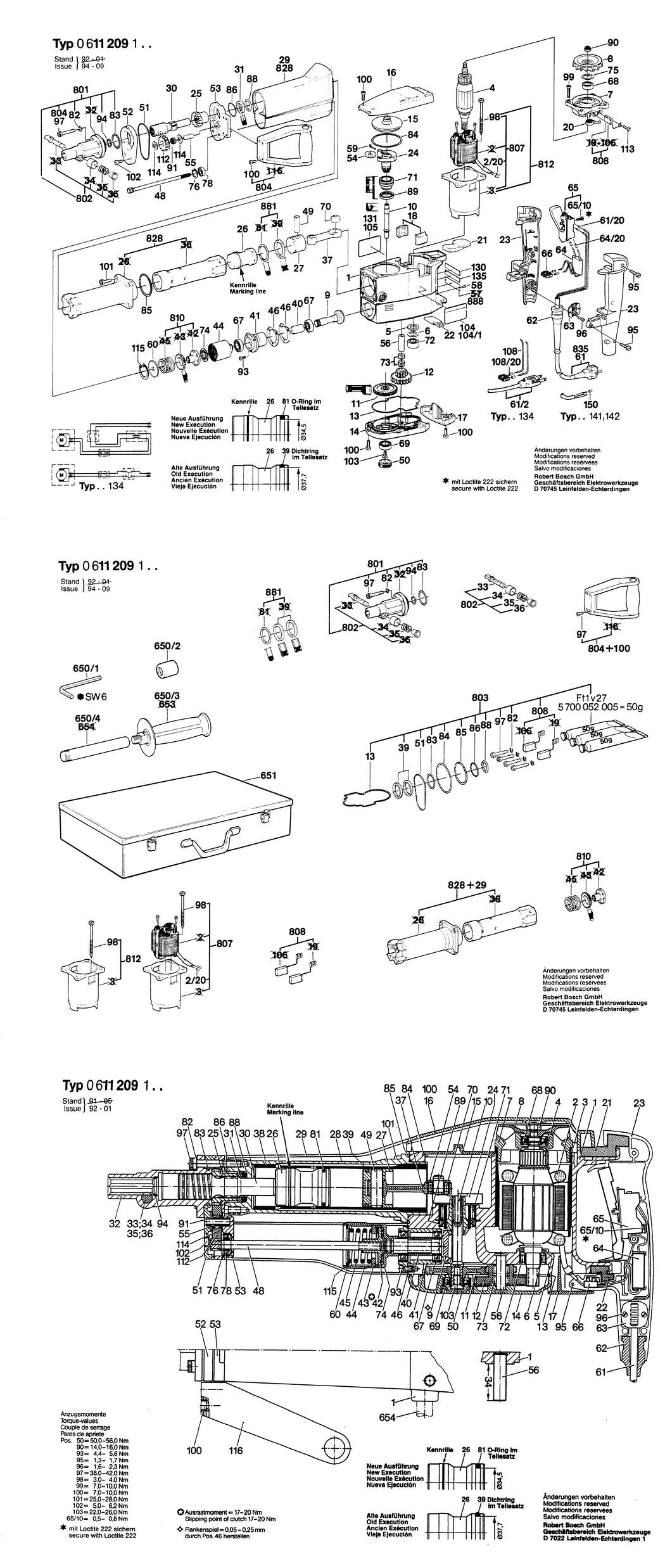 Bosch UBH 12/50 / 0611209103 / EU 220 Volt Spare Parts