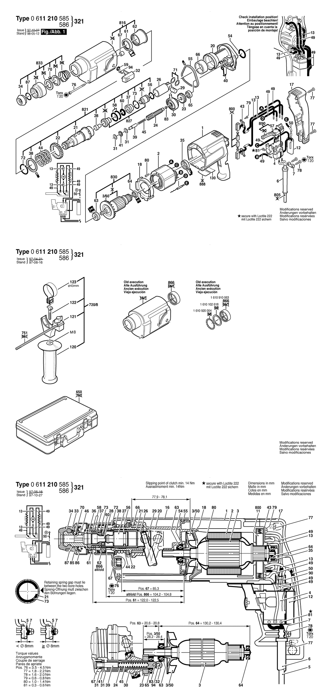 Bosch 321 / 0611210585 / GB 110 Volt Spare Parts