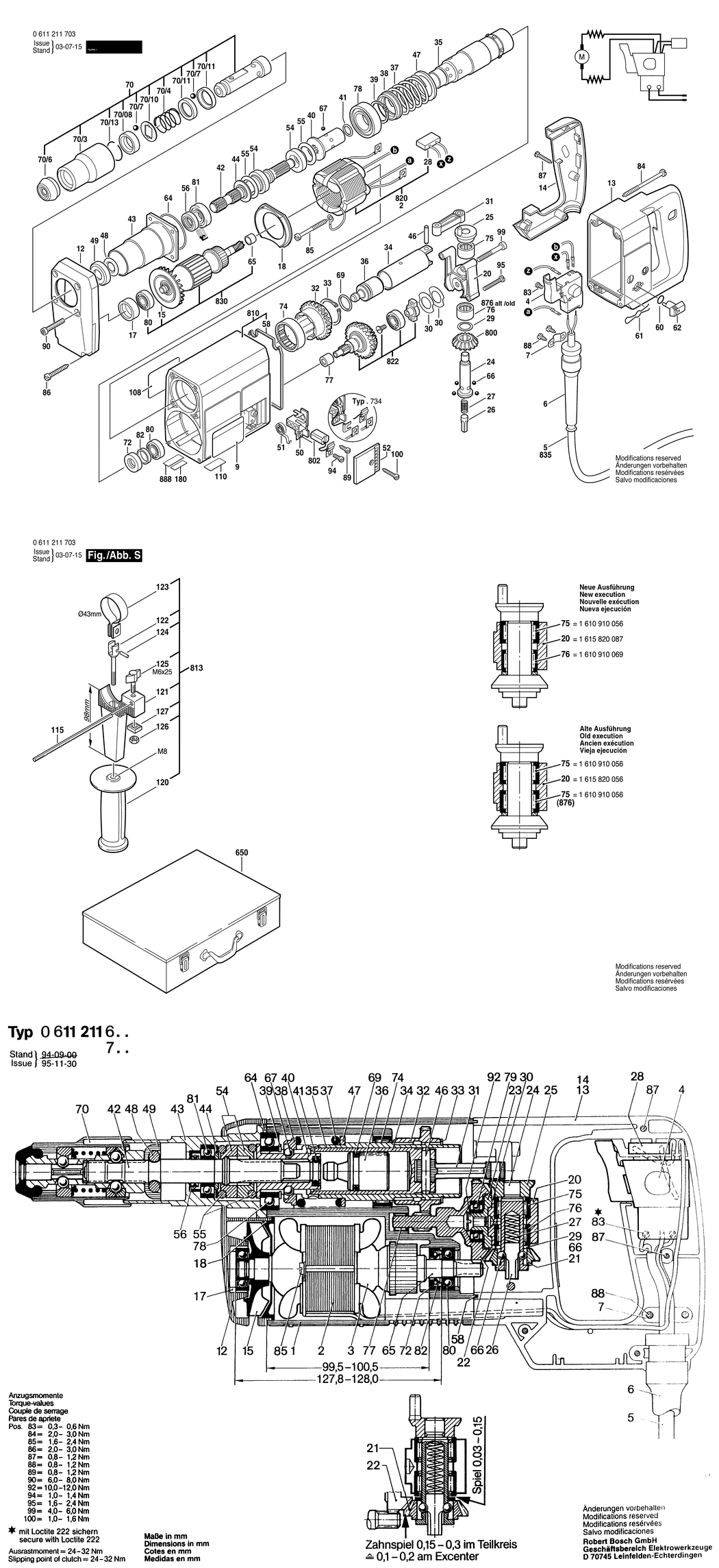 Bosch UBH 4/26 SE / 0611211603 / EU 220 Volt Spare Parts