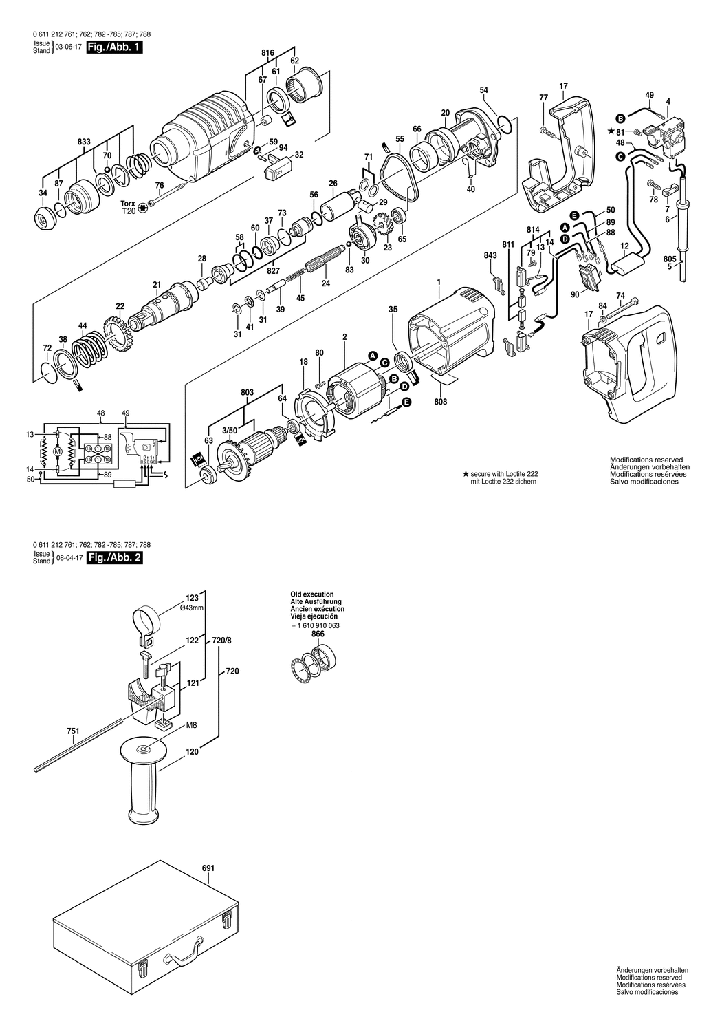 Bosch 510 / 0611212762 / EU 220 Volt Spare Parts