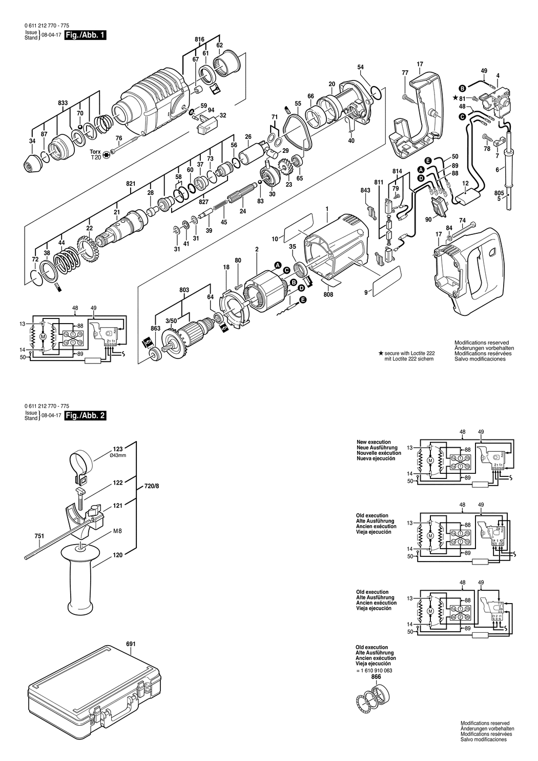 Bosch 325 / 0611212770 / EU 220 Volt Spare Parts