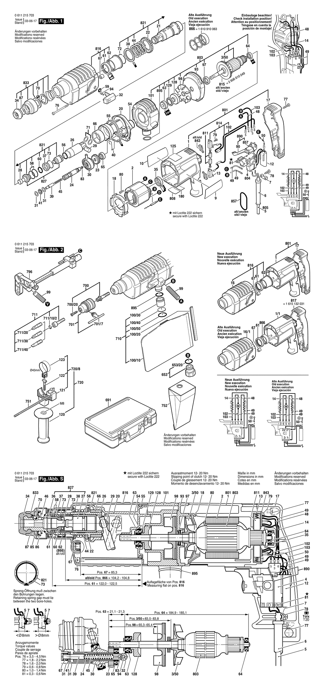 Bosch GBH 2-20 REA / 0611215732 / CH 220 Volt Spare Parts