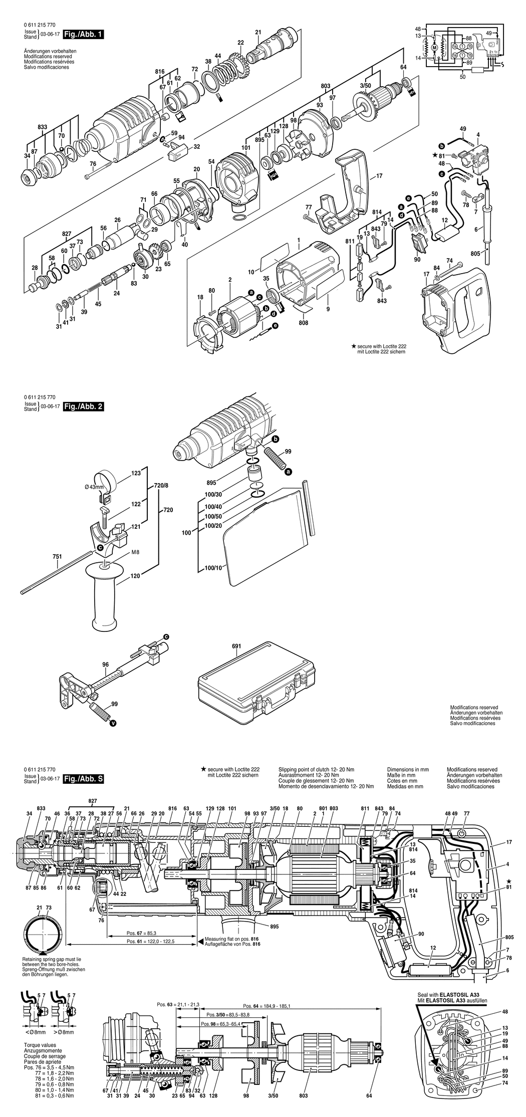 Bosch 325 A / 0611215770 / EU 220 Volt Spare Parts