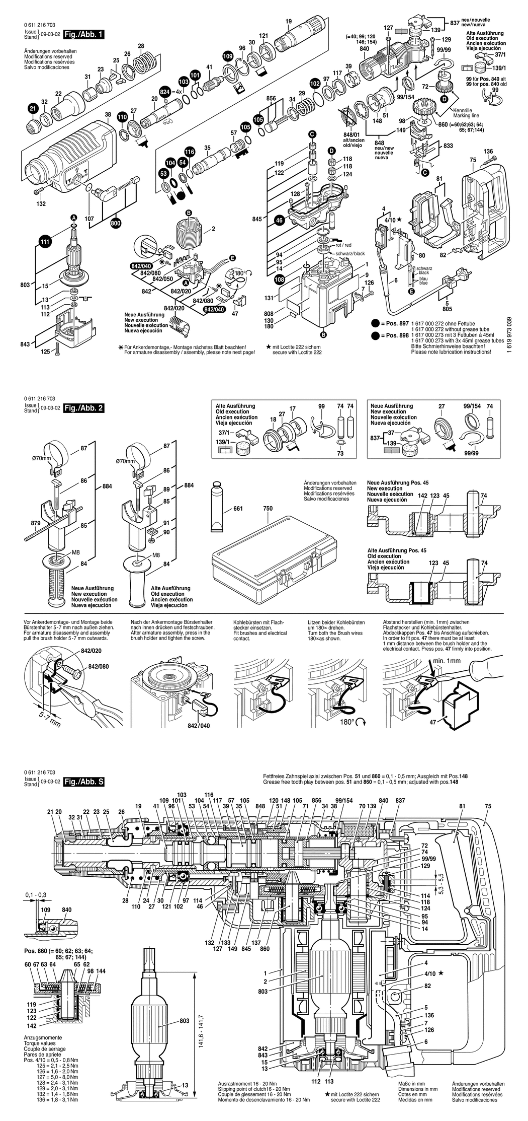 Bosch GBH 5/40 DCE / 0611216750 / I 230 Volt Spare Parts