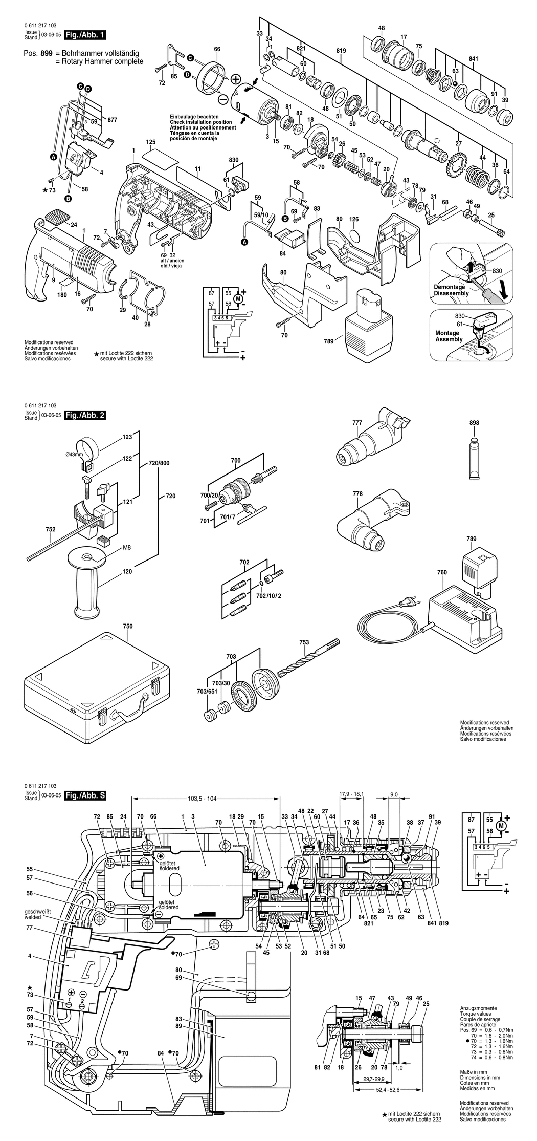 Bosch GBH 12 VR / 0611217103 / EU 12 Volt Spare Parts