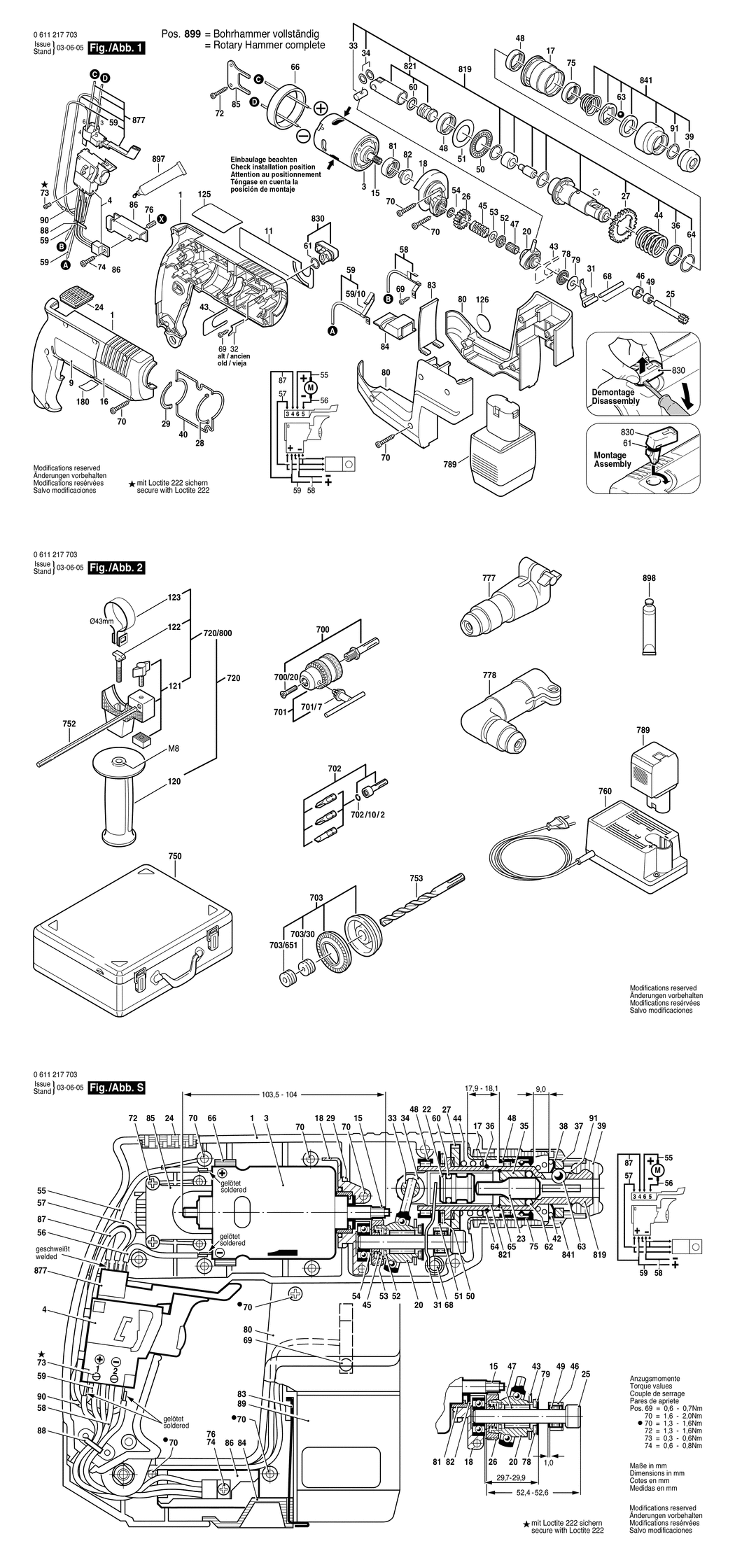 Bosch GBH 12 VRE / 0611217703 / EU 12 Volt Spare Parts