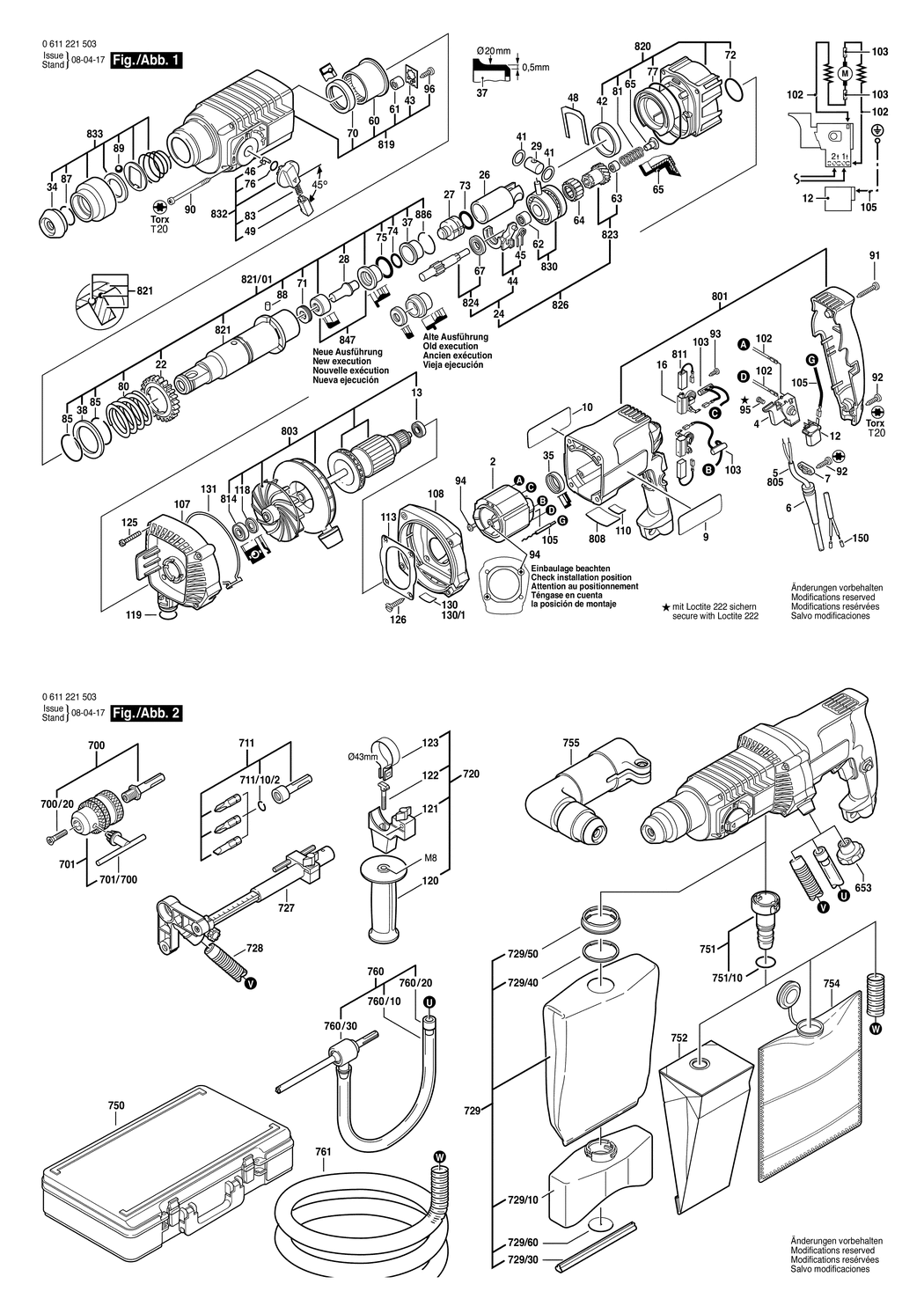 Bosch GAH 500 DSE / 0611221532 / CH 230 Volt Spare Parts