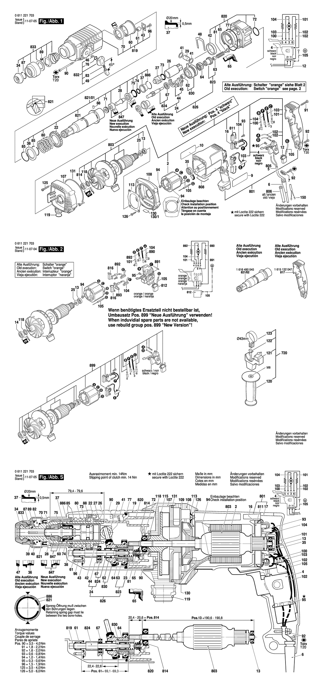 Bosch GAH 500 DSR / 0611221732 / CH 230 Volt Spare Parts