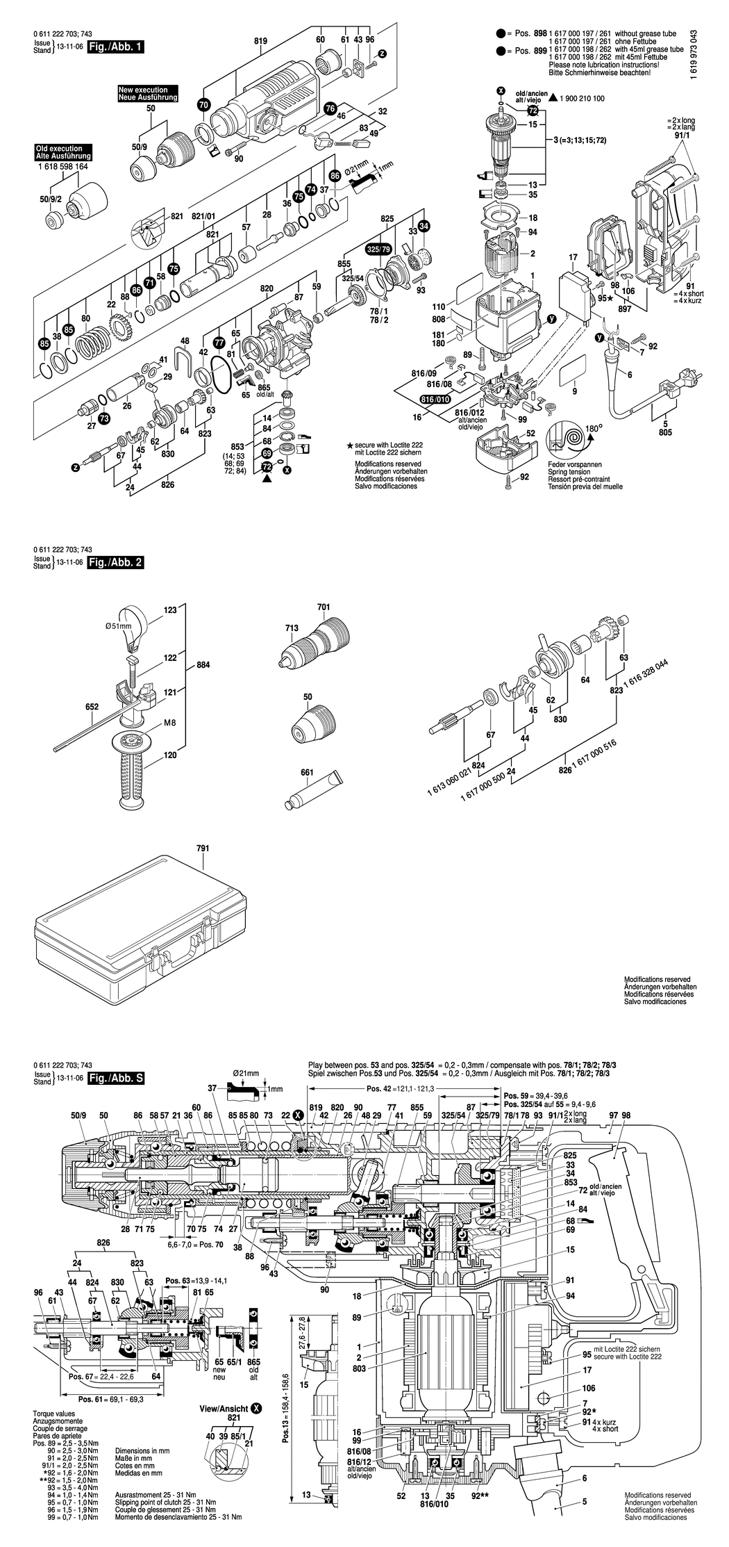 Bosch GBH 4 DSC / 0611222742 / GB 240 Volt Spare Parts