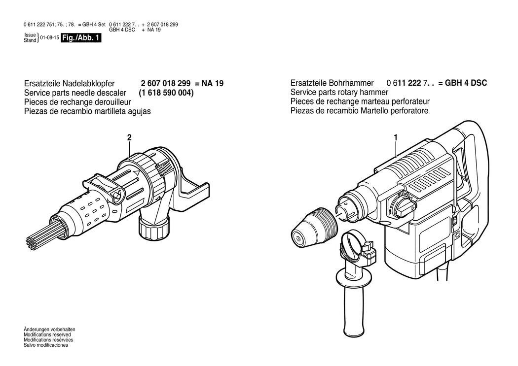 Bosch GBH 4 DSC / 0611222781 / GB 110 Volt Spare Parts