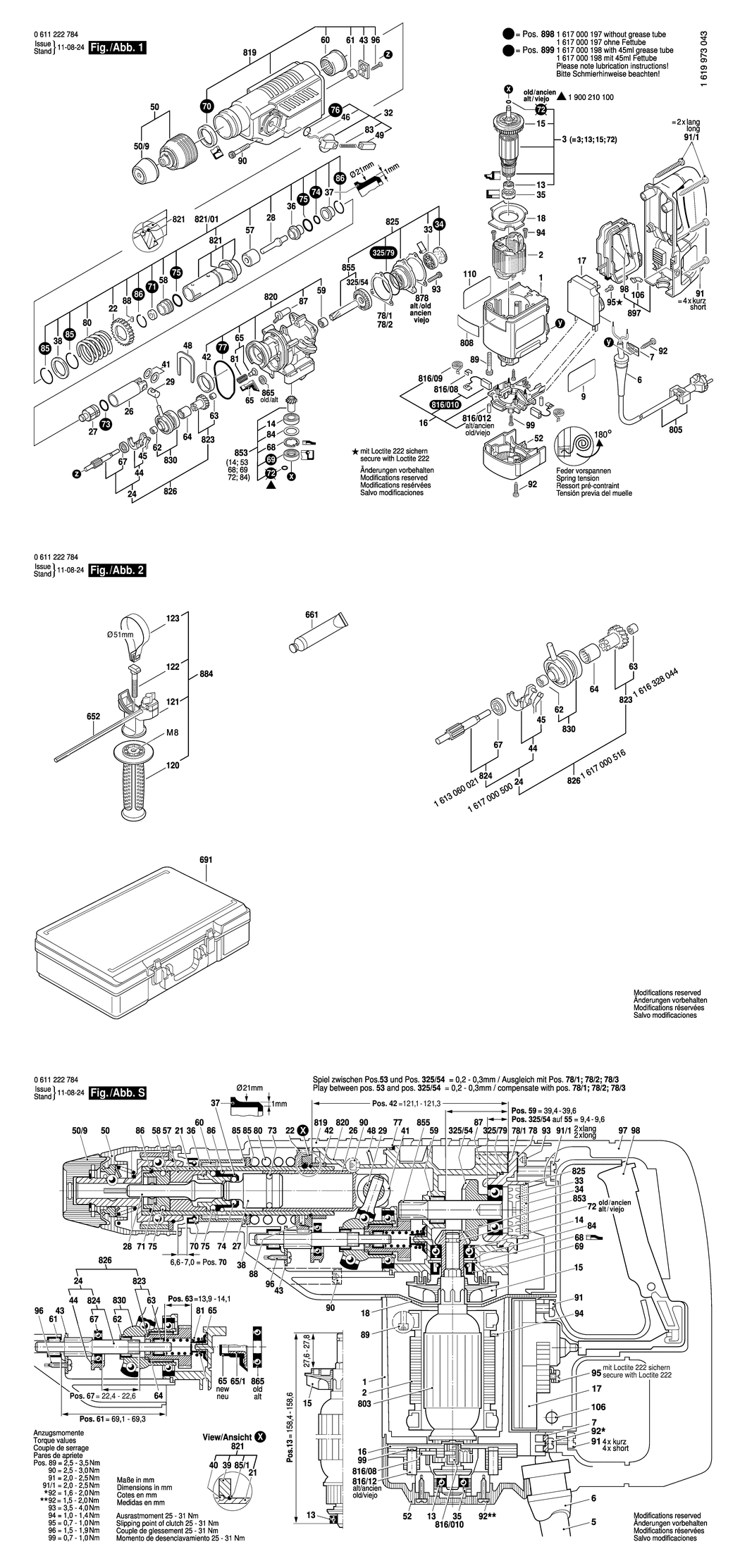 Bosch BBH 4-30 CCE / 0611222784 / EU 230 Volt Spare Parts