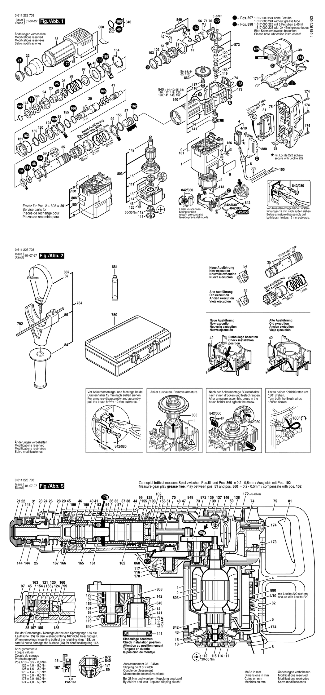 Bosch GBH 10 DC / 0611223732 / CH 230 Volt Spare Parts