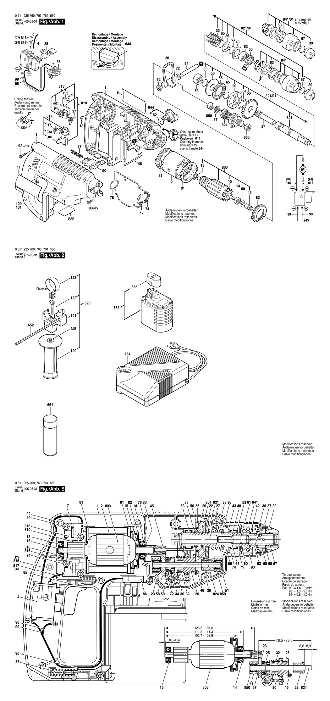 Bosch ABH 20-SLE / 0611225560 / EU 24 Volt Spare Parts