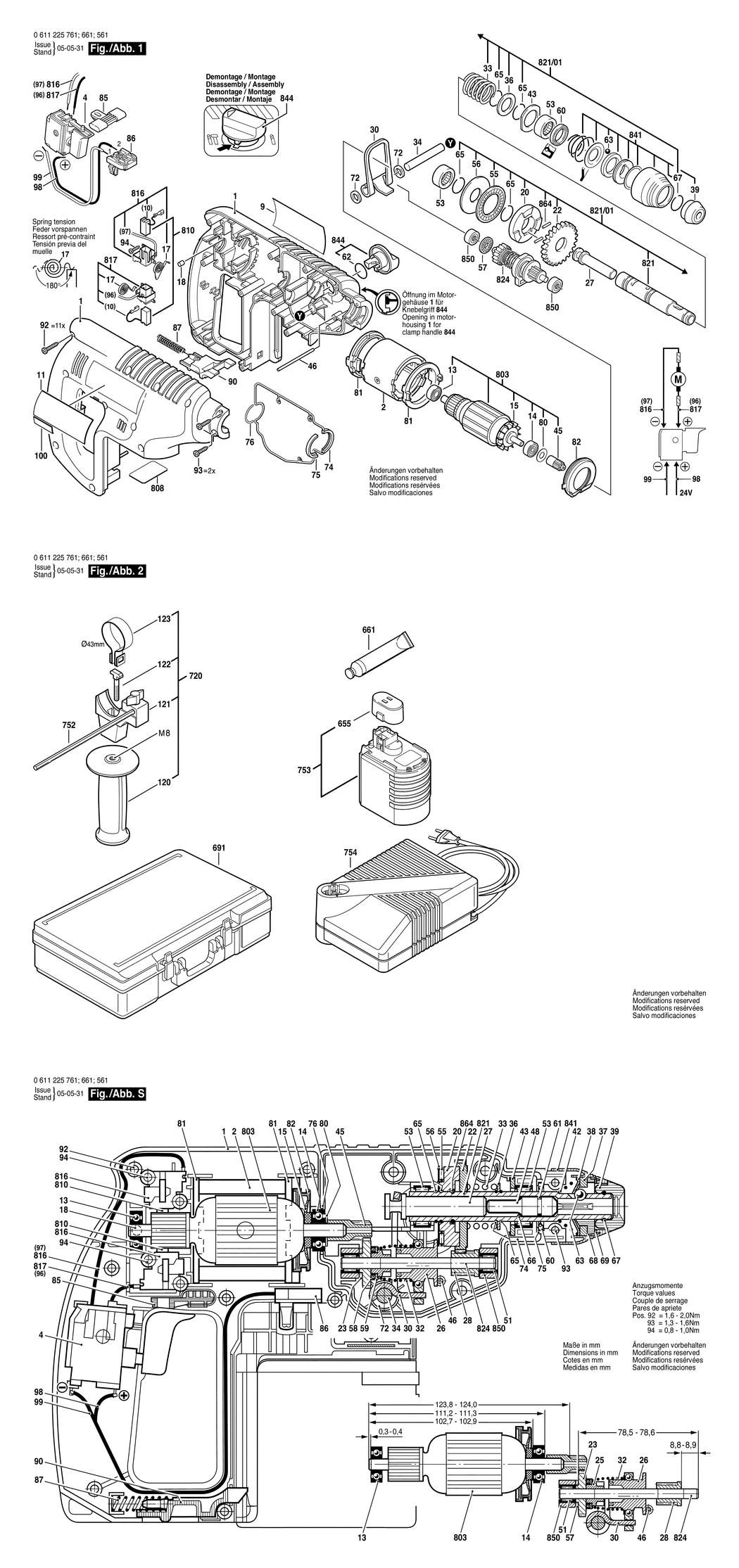 Bosch BBH 24 VRE / 0611225561 / EU 24 Volt Spare Parts