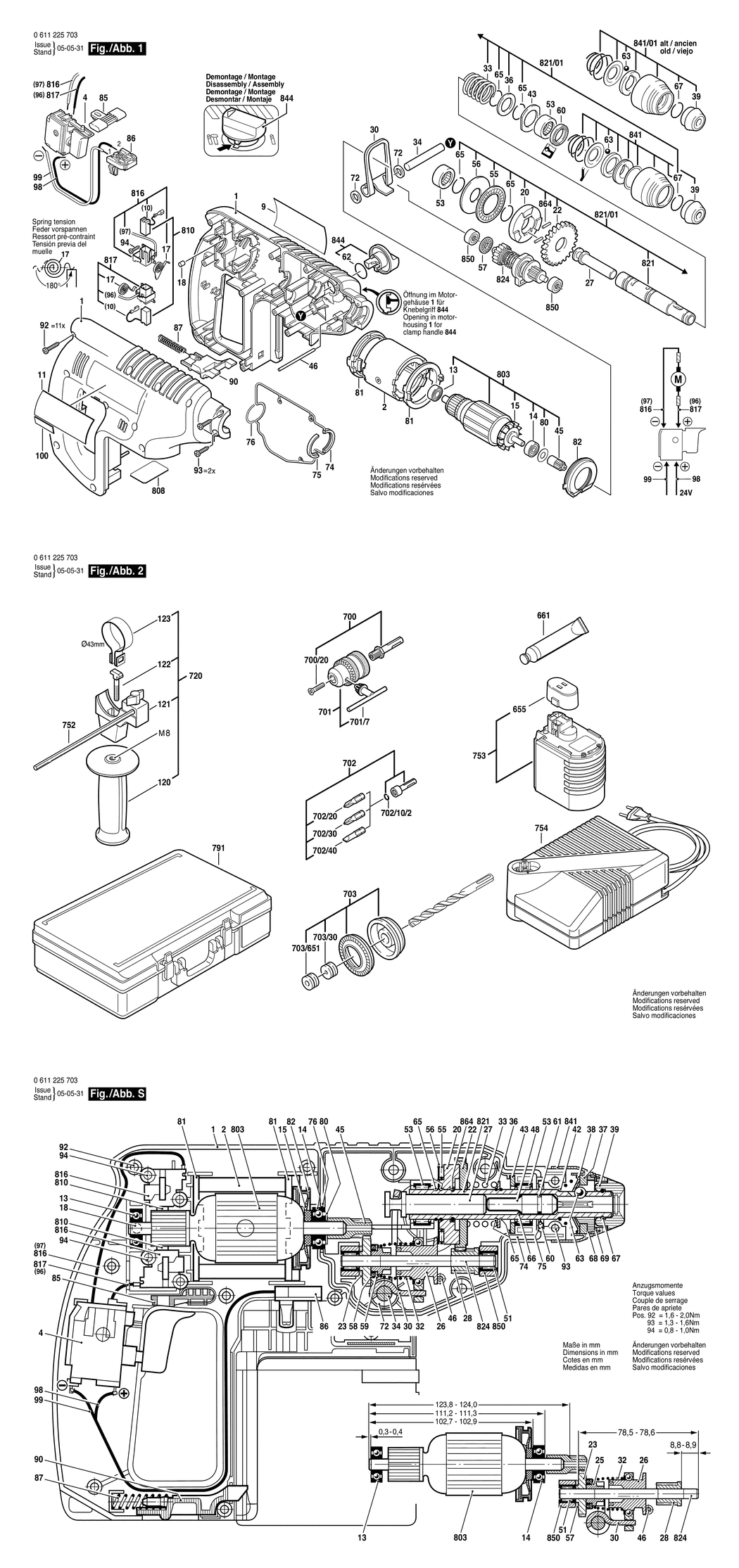 Bosch GBH 24 VRE / 0611225703 / EU 24 Volt Spare Parts