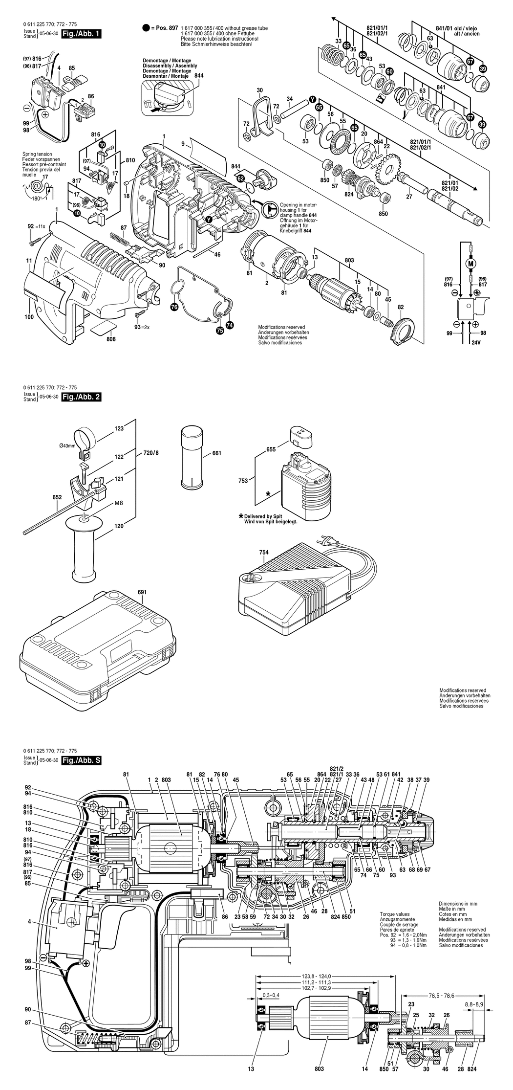 Bosch SPIT 327 / 0611225770 / EU 24 Volt Spare Parts