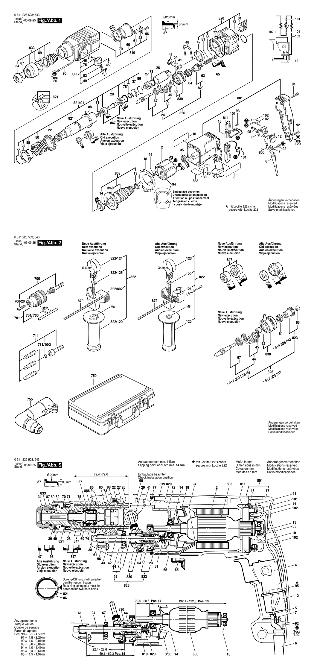 Bosch GBH 2 SE / 0611226503 / EU 230 Volt Spare Parts