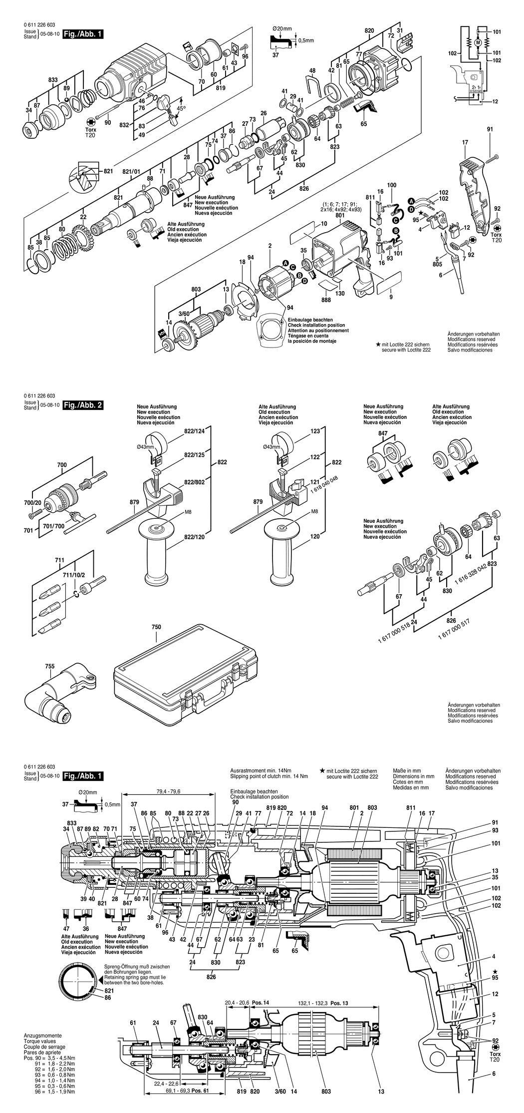 Bosch GBH 2 SE / 0611226603 / EU 230 Volt Spare Parts