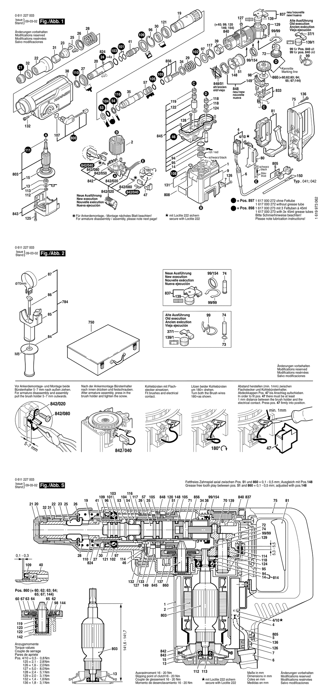 Bosch GBH 38 / 0611227003 / EU 230 Volt Spare Parts