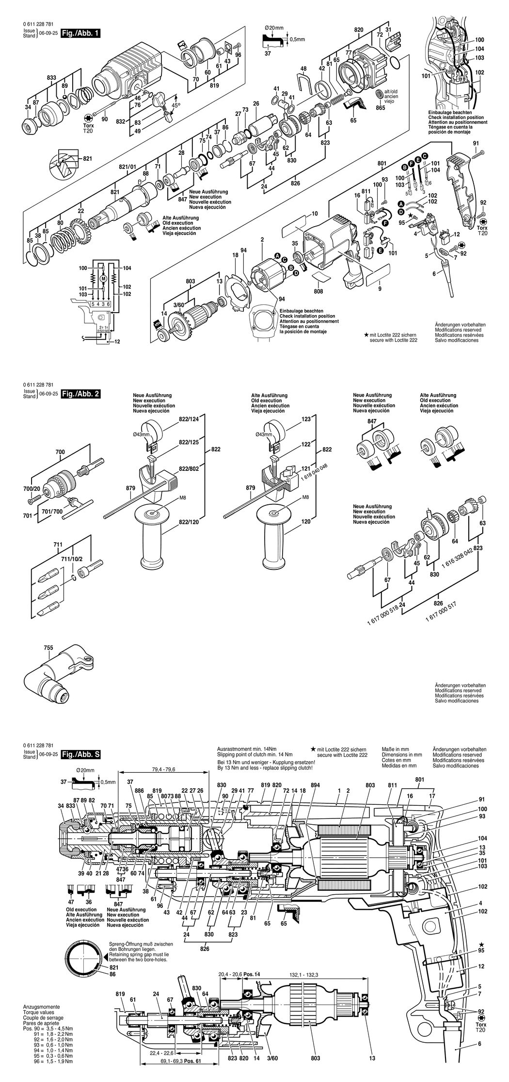 Bosch GBH 2-24 RLE / 0611228781 / CH 230 Volt Spare Parts