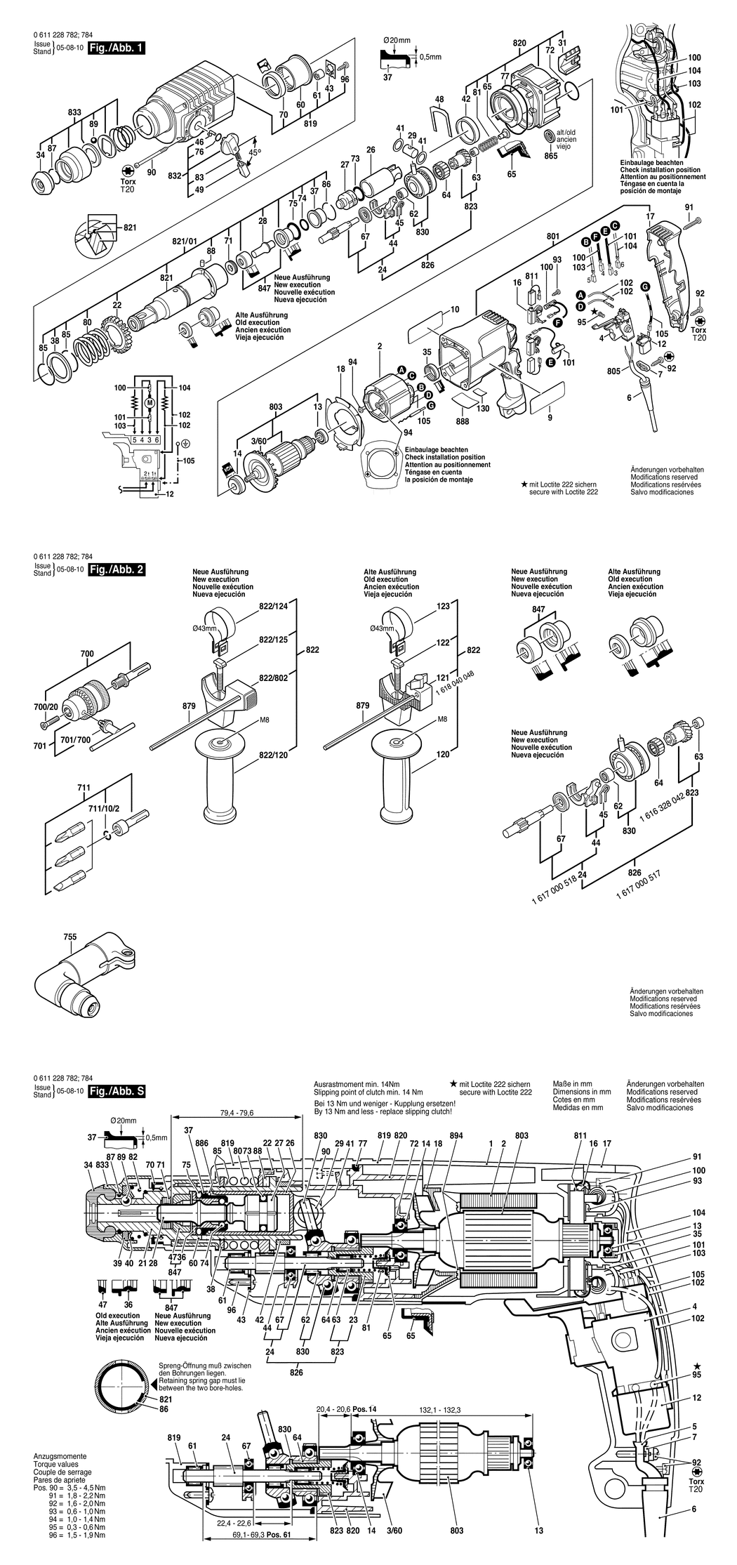 Bosch BBH 2-24 DSR / 0611228782 / EU 230 Volt Spare Parts