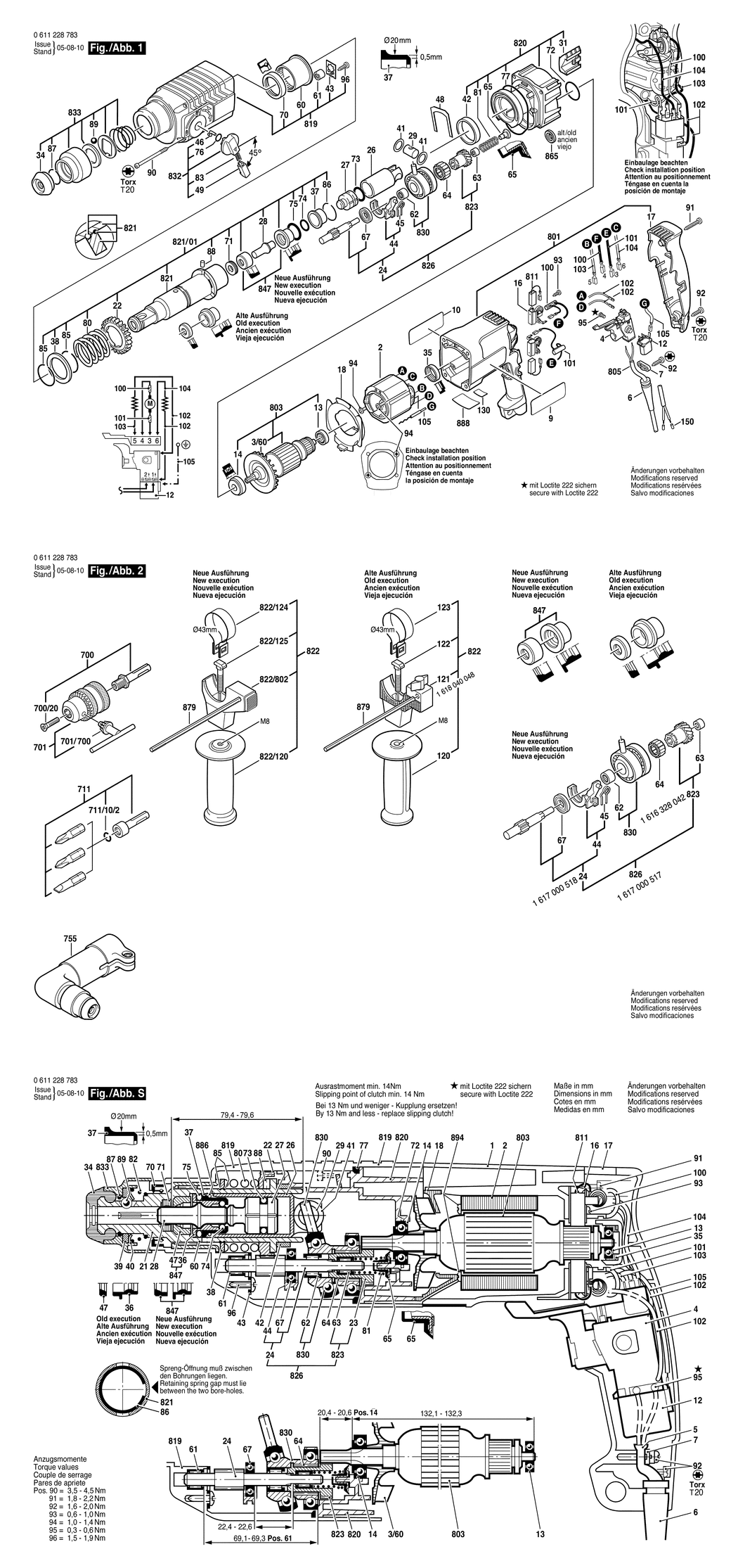 Bosch BHE 2-24 LR / 0611228783 / EU 230 Volt Spare Parts