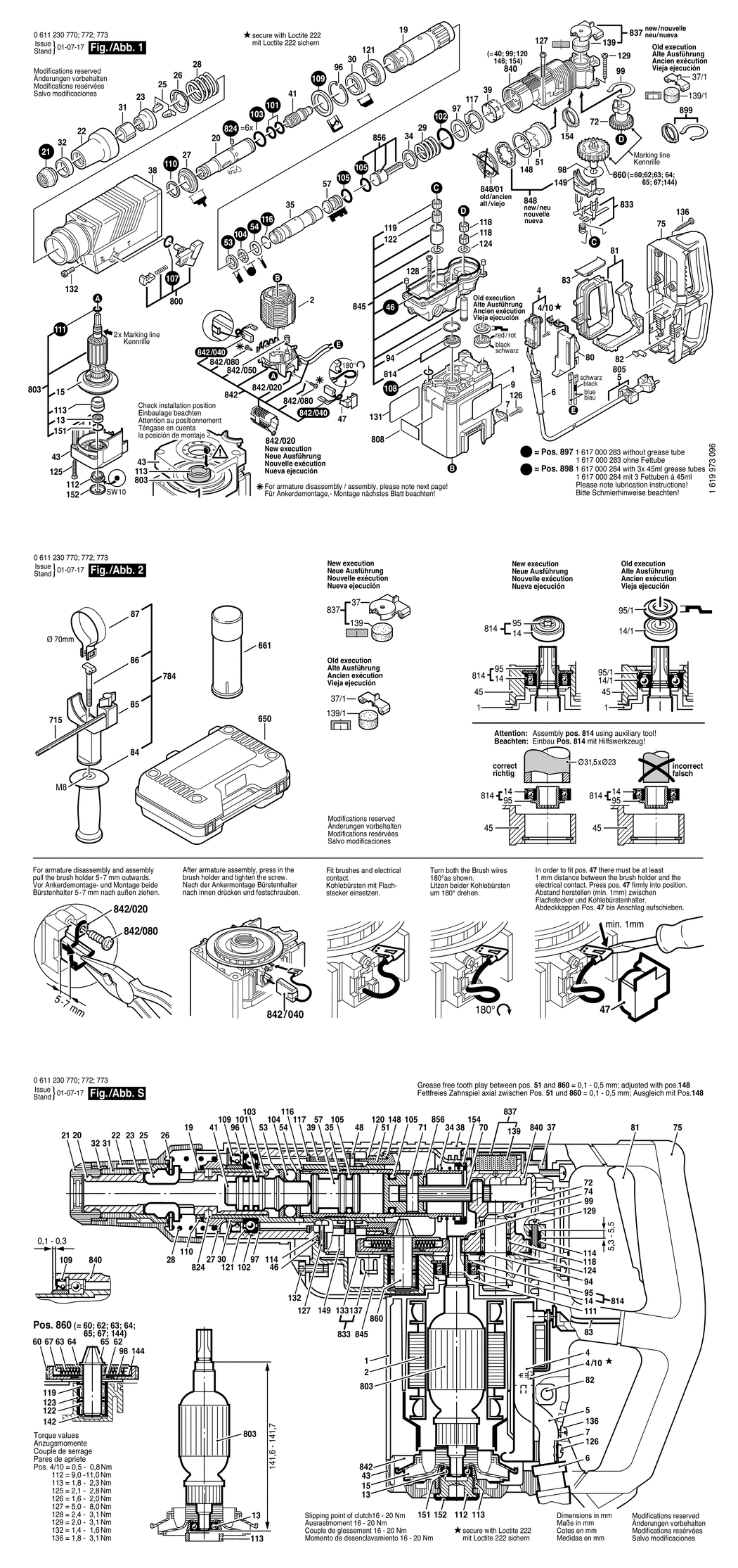 Bosch 355 / 0611230773 / GB 240 Volt Spare Parts