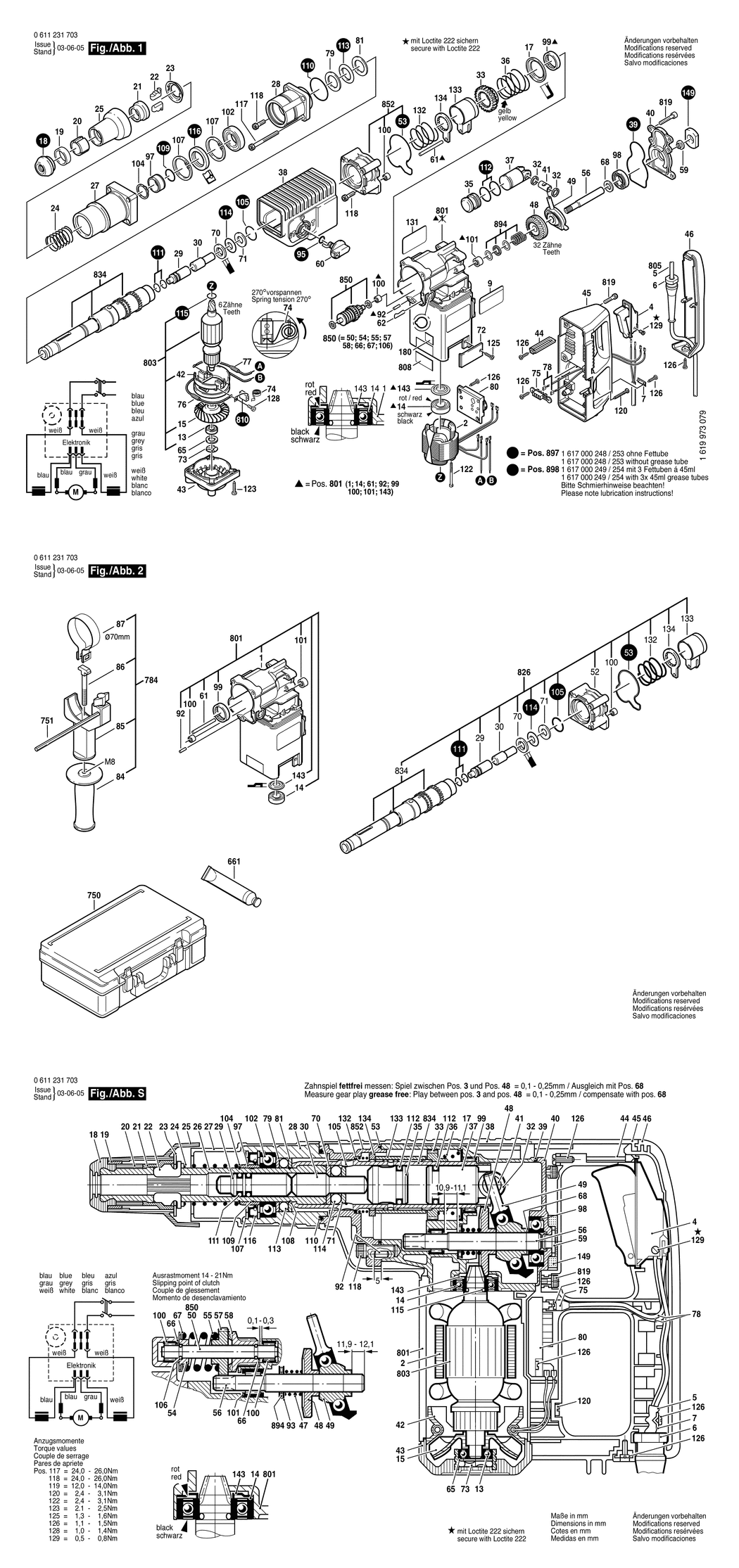 Bosch GBH 8 DCE / 0611231732 / CH 230 Volt Spare Parts