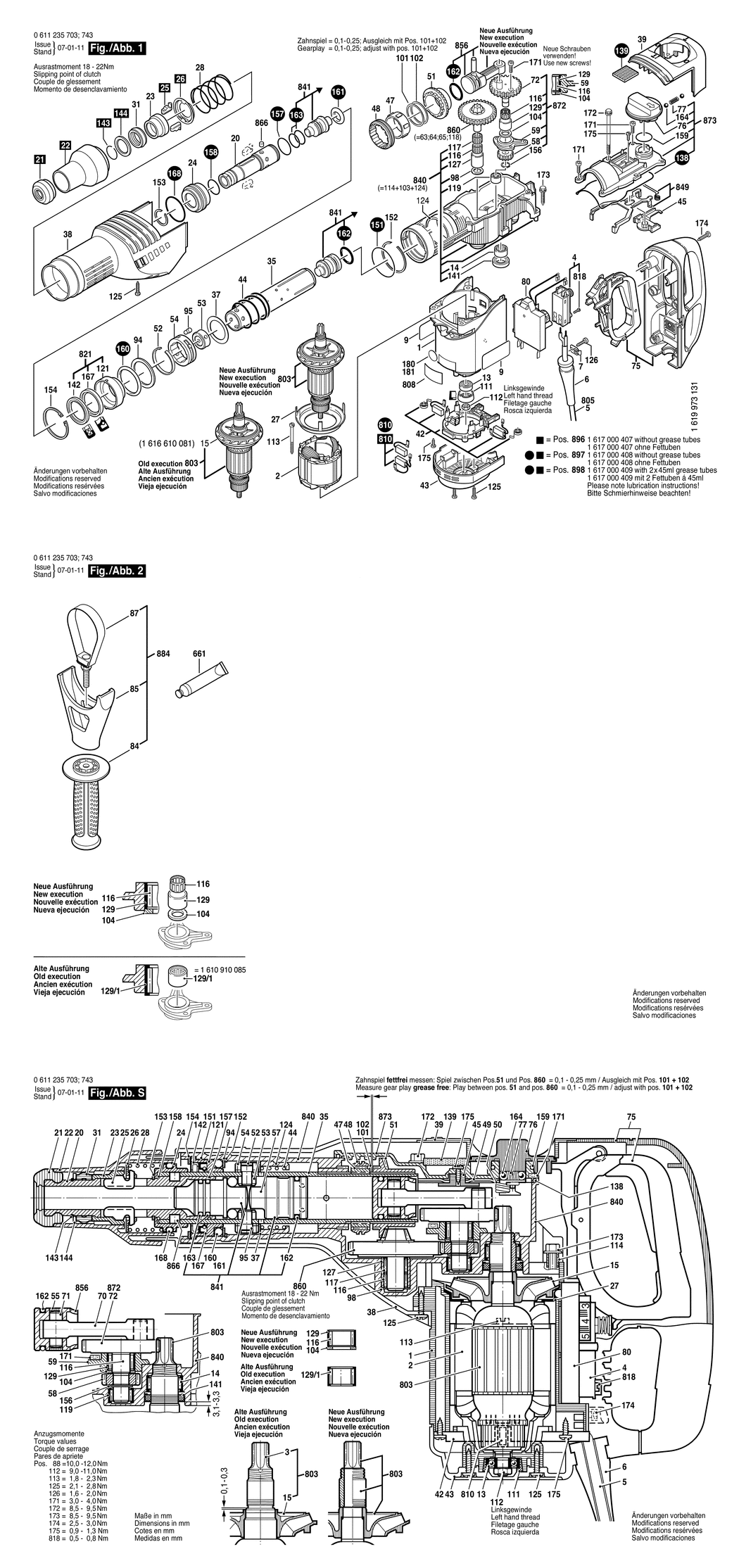 Bosch GBH 7 DE / 0611235750 / I 230 Volt Spare Parts