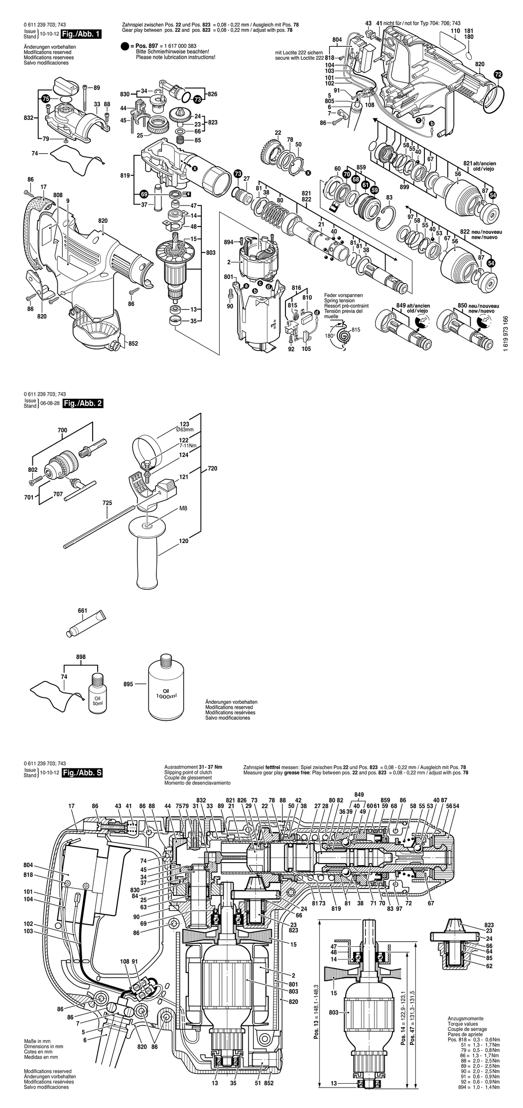 Bosch GBH 3-28 E / 0611239732 / CH 230 Volt Spare Parts