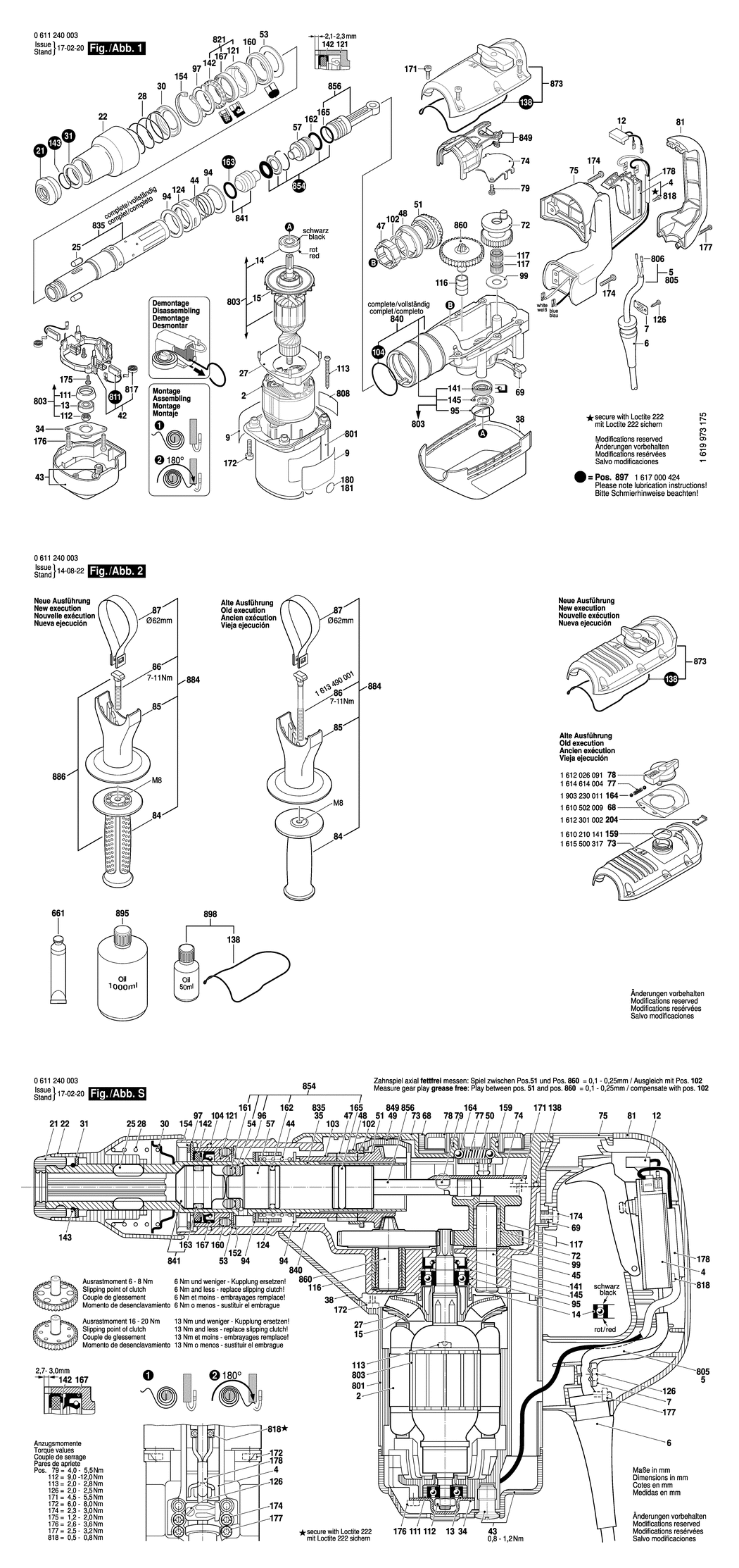 Bosch GBH 5400 / 0611240032 / CH 230 Volt Spare Parts