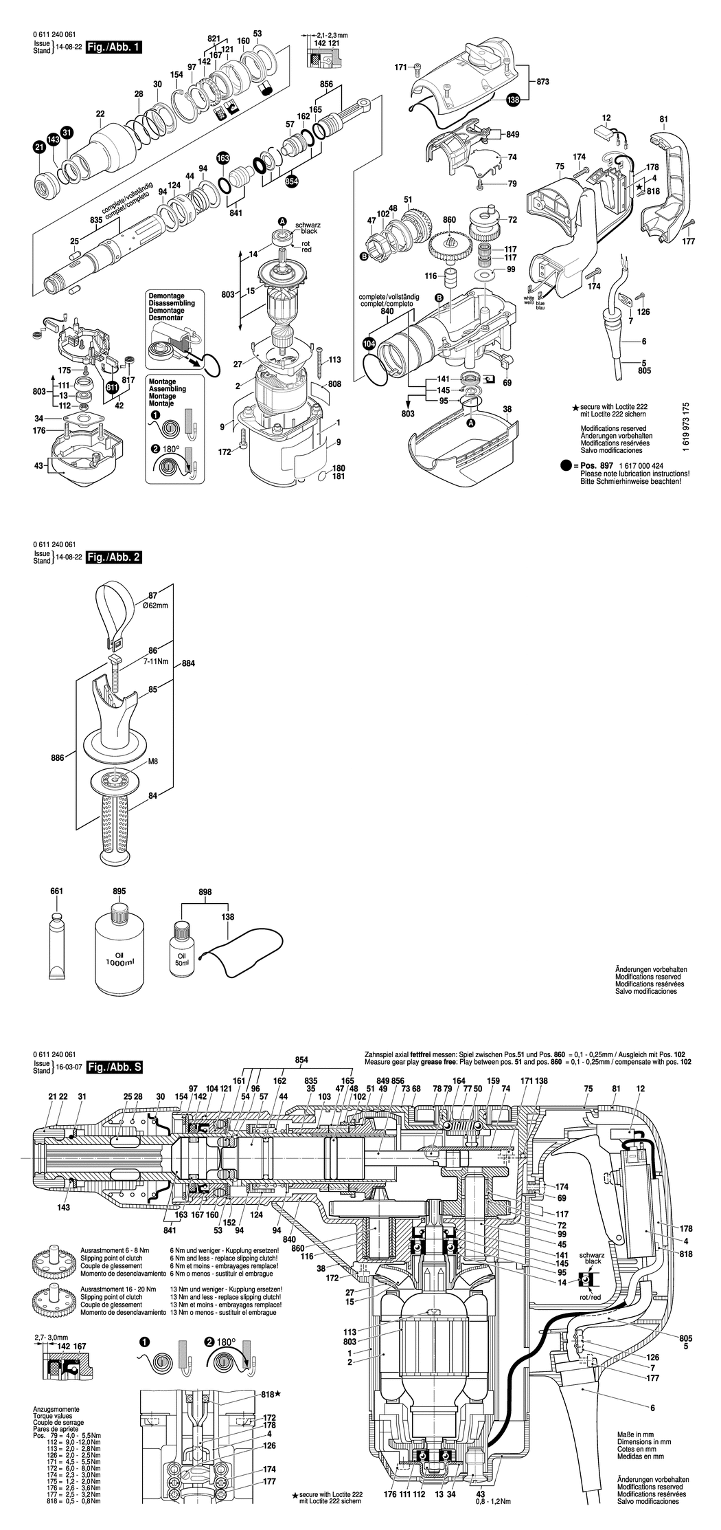 Bosch GBH 5400 / 0611240061 / EU 230 Volt Spare Parts