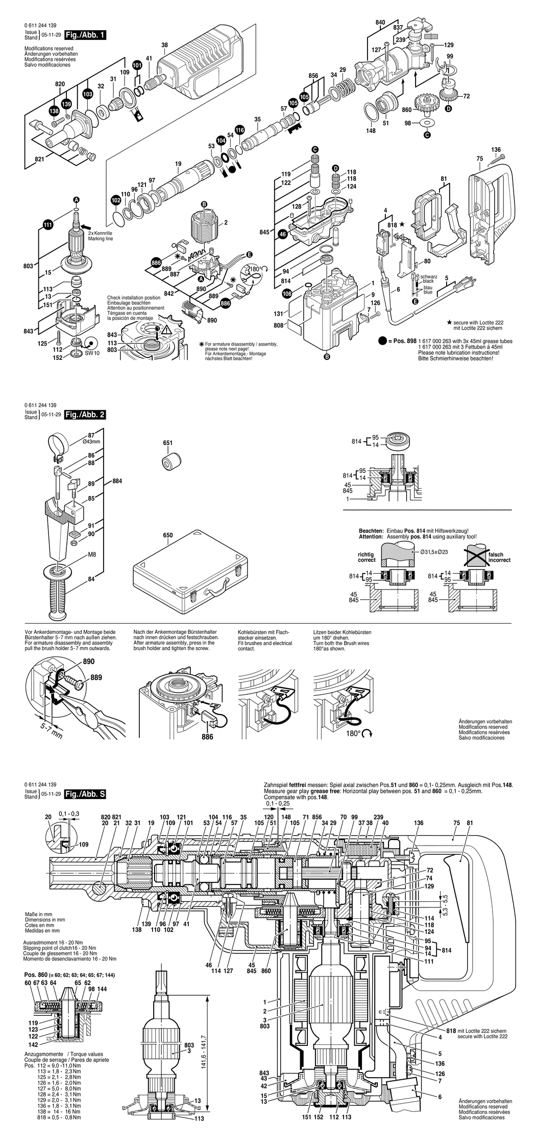 Bosch 11244 E / 0611244139 / EU 120 Volt Spare Parts