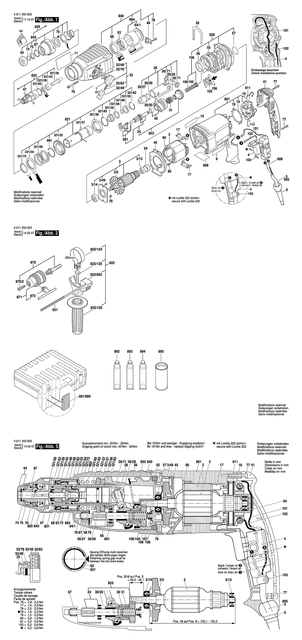 Bosch GBH 2-26 DE / 0611253603 / EU 230 Volt Spare Parts