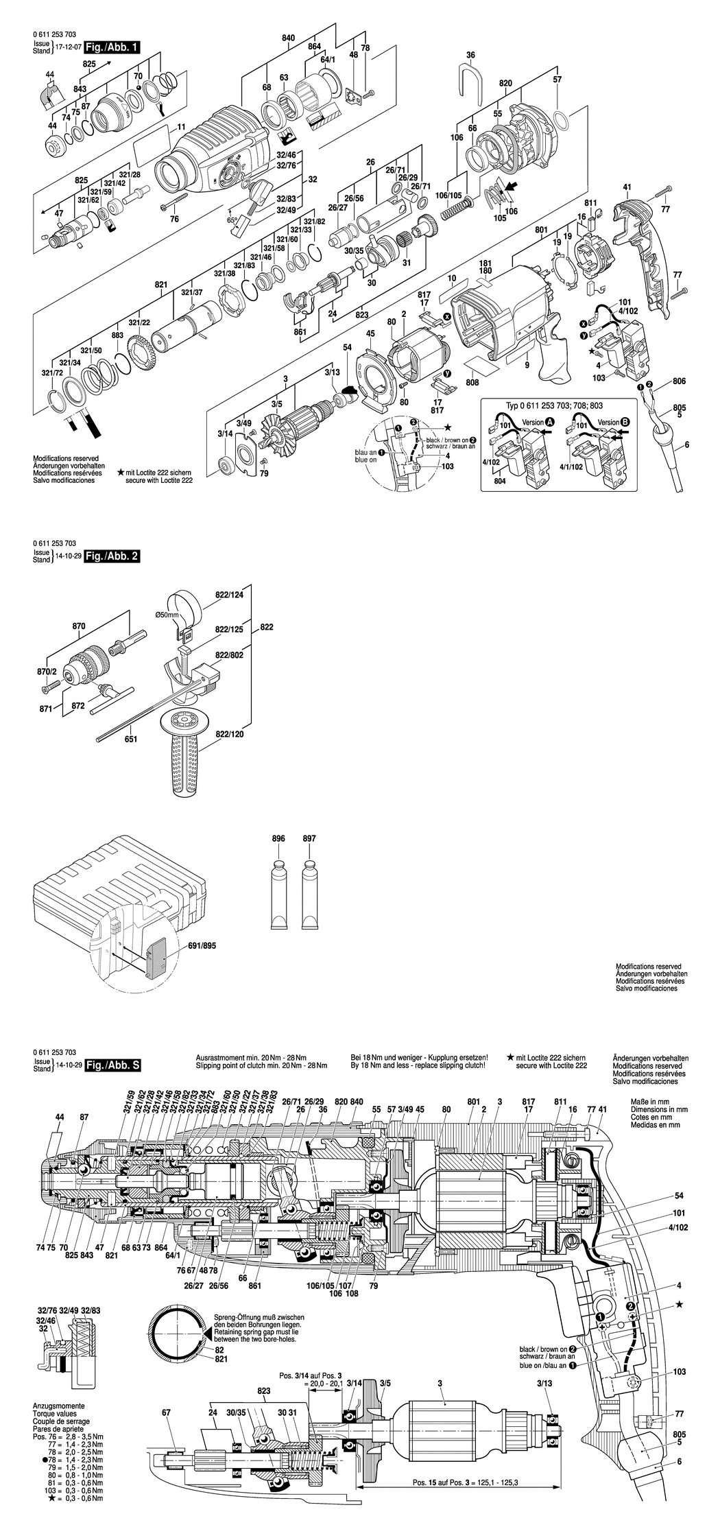 Bosch GBH 2-26 DRE / 0611253732 / CH 230 Volt Spare Parts